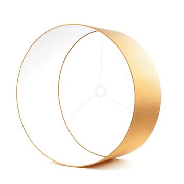 Licht-Erlebnisse Lampenschirm SALAVAN, Stoffschirm für Stehlampe Hängelampe in Gold rund Zylinder
