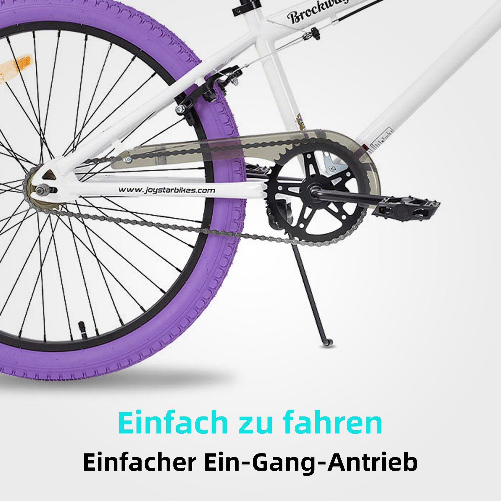 JOYSTAR Kinderfahrrad 20 Zoll BMX Fahrrad für Jungen Mädchen im Alter von 7-12 Jahren, Freestyle, Doppelbremsen, 2 pegs, Kettenschutz, Singlespeed