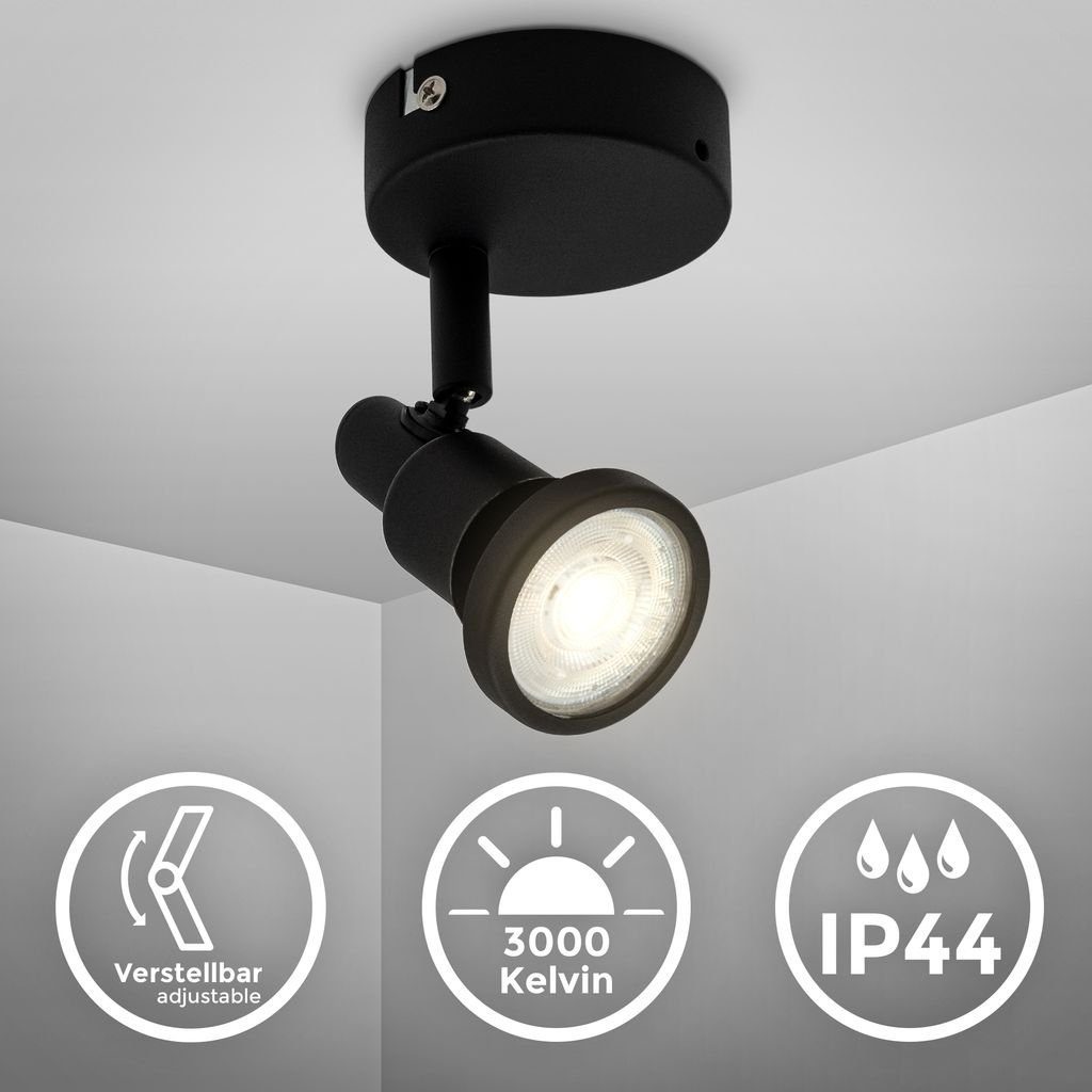 B.K.Licht LED Deckenspot Deckenleuchte Schwarz Schwenkbar IP44 Bad-Deckenla günstig online kaufen
