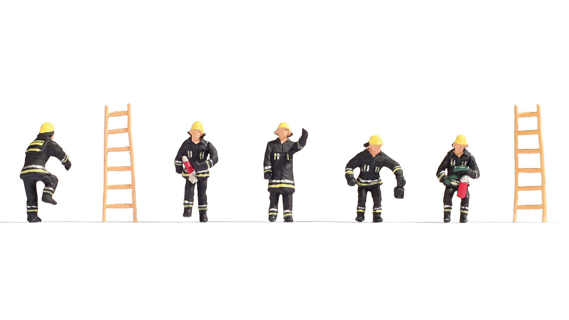 NOCH Dekofigur Feuerwehr, handbemalte Figuren, Set mit 5 Feuerweh