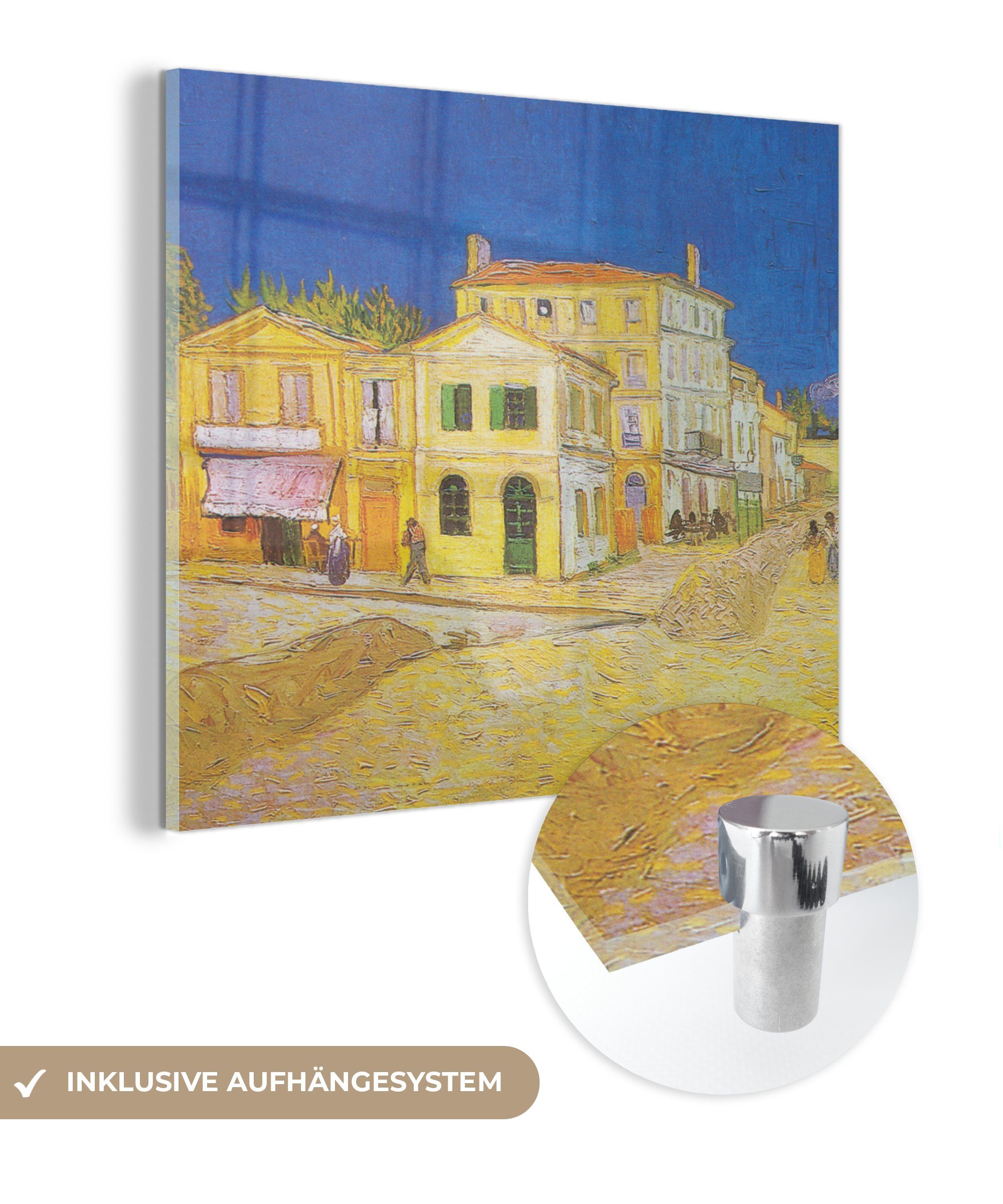 MuchoWow Acrylglasbild Das gelbe Haus - Gemälde von Vincent van Gogh, (1 St), Glasbilder - Bilder auf Glas Wandbild - Foto auf Glas - Wanddekoration