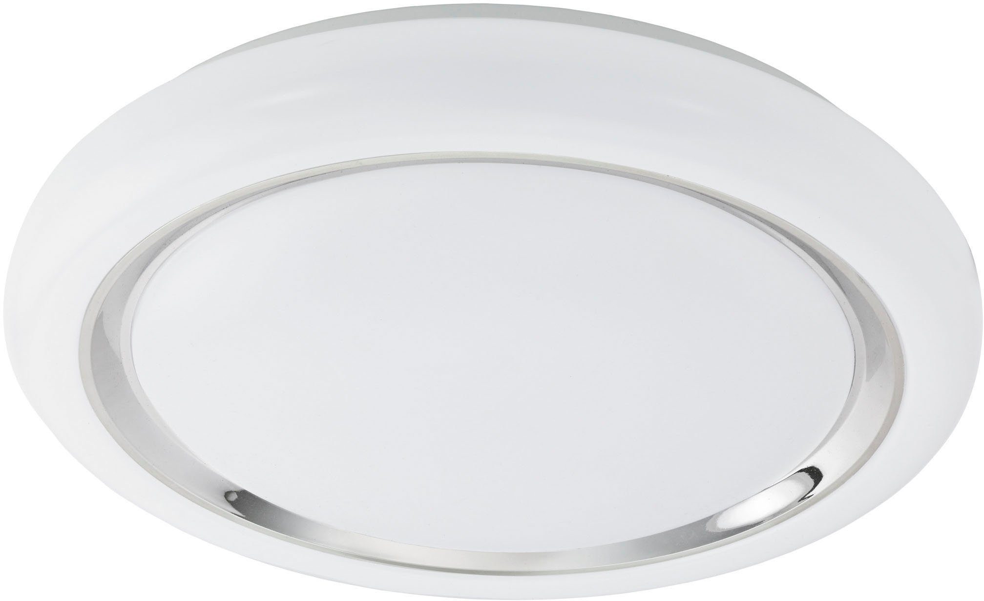 Weiß, Deckenleuchte, CAPASSO, 40 EGLO Chrom und Deckenleuchte Chromring, integriert, LED Ø: cm Warmweiß, Farbe fest Wandlampe mit