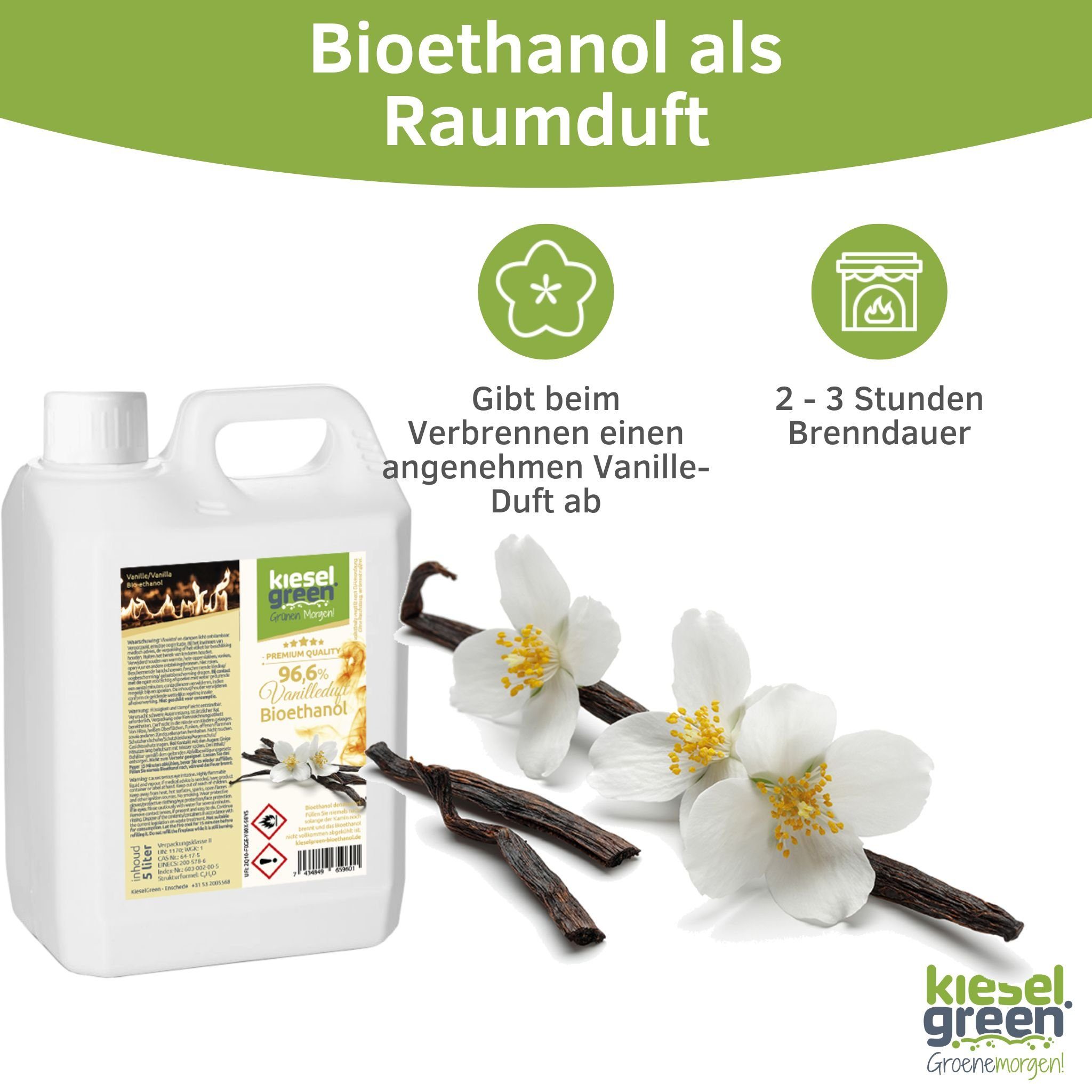 KieselGreen Bioethanol KieselGreen Bioethanol 5/10/25/50 Liter mit Duft für Ethanol-Kamin, 5 l – Bild 4 von 5