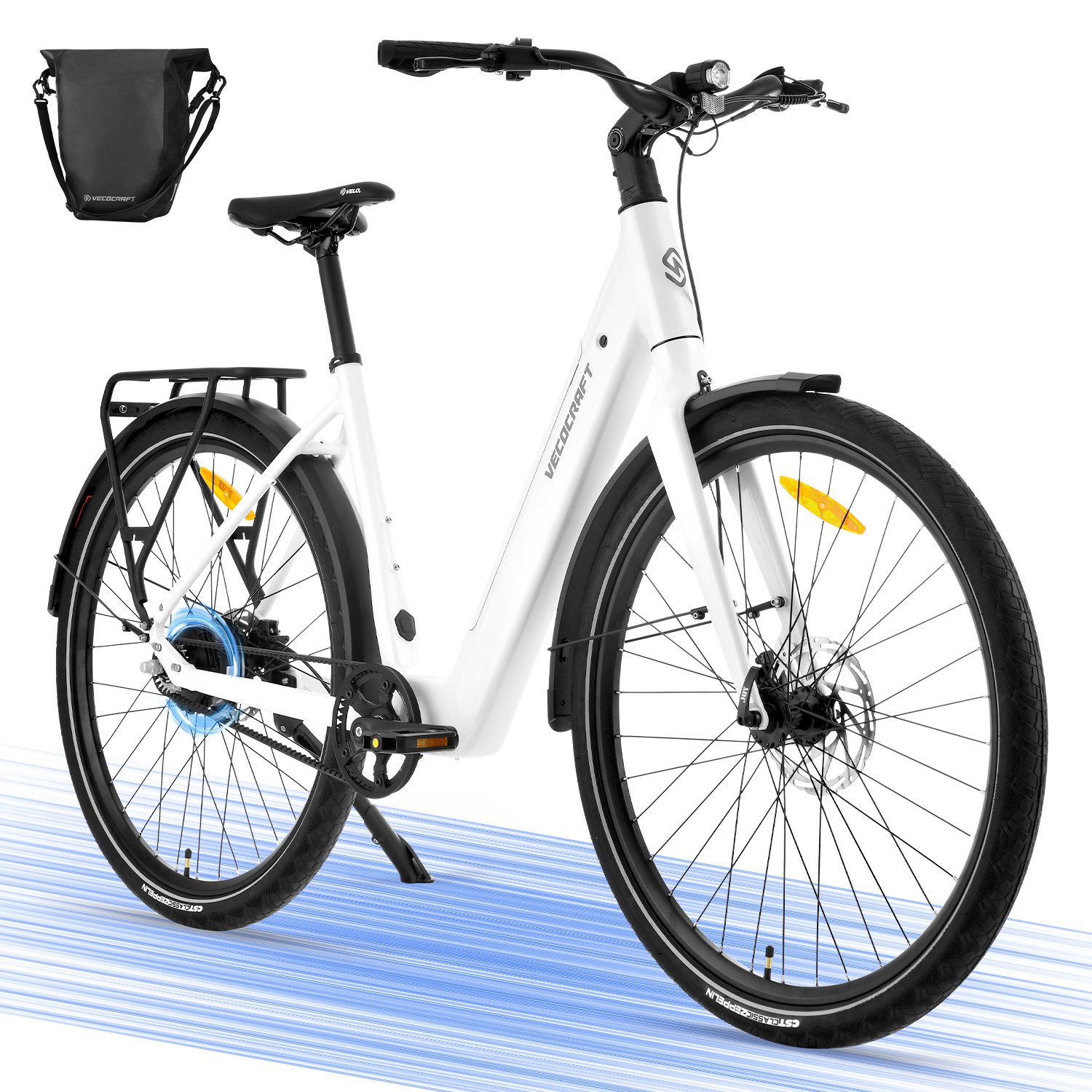 VECOCRAFT E-Bike Cityrad LUNA2.0 Elektrofahrrad 360WH Riemenantrieb Torque Sensor Zweigangmotor, Heckmotor, 360 Wh, (60-100 km), 50Nm,28‘’ 36V 10AH Pedelec,E-Cityrad für Damen und Herren