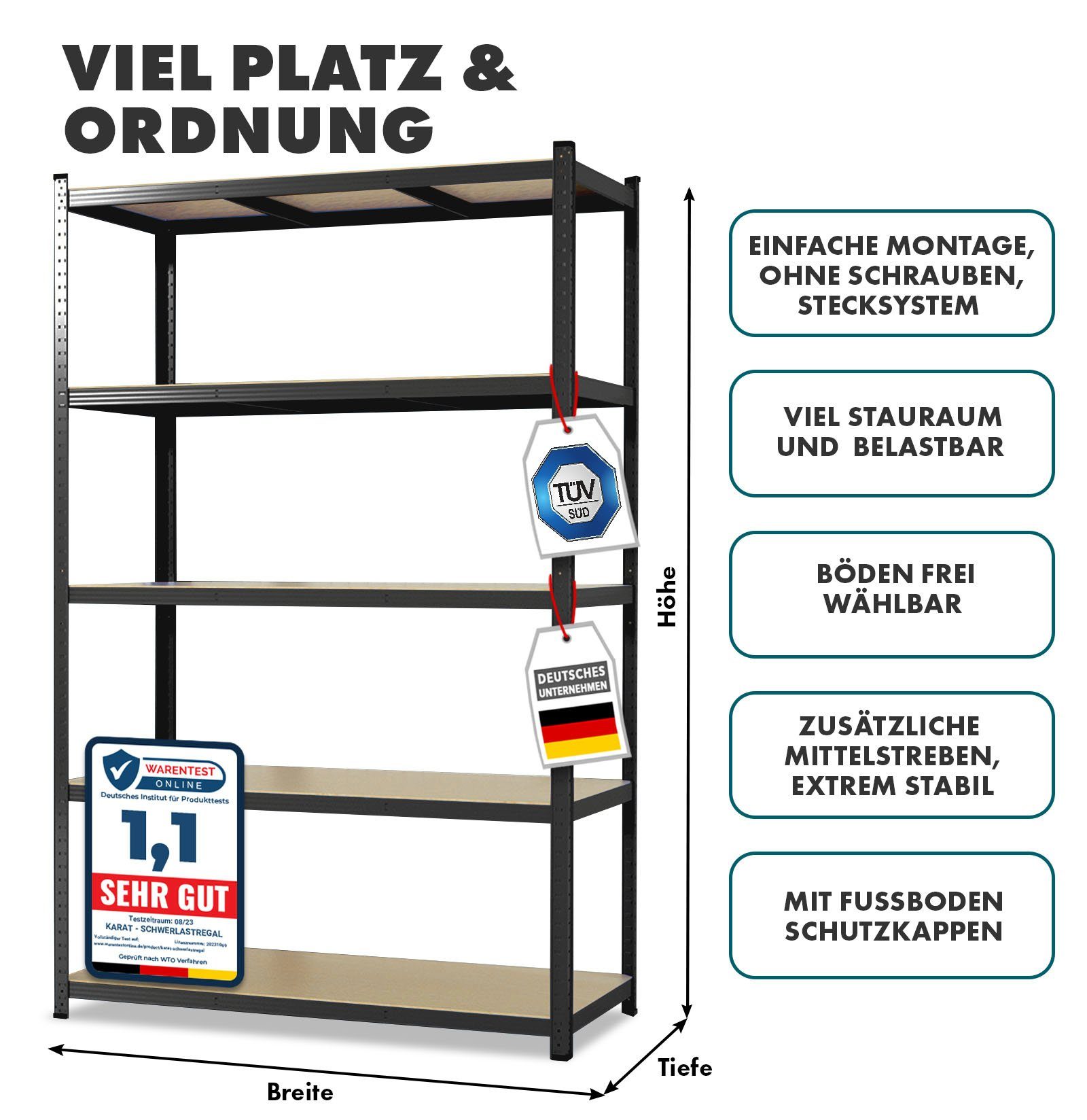 Karat Schwerlastregal Steckregal, Weitspannregal für Garage, Keller günstig online kaufen