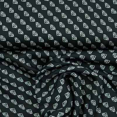 larissastoffe Stoff Viskose Stoff Diamanten, Javanaise Satin grafisch schwarz, 16,90, Meterware, 50 cm x 140 cm