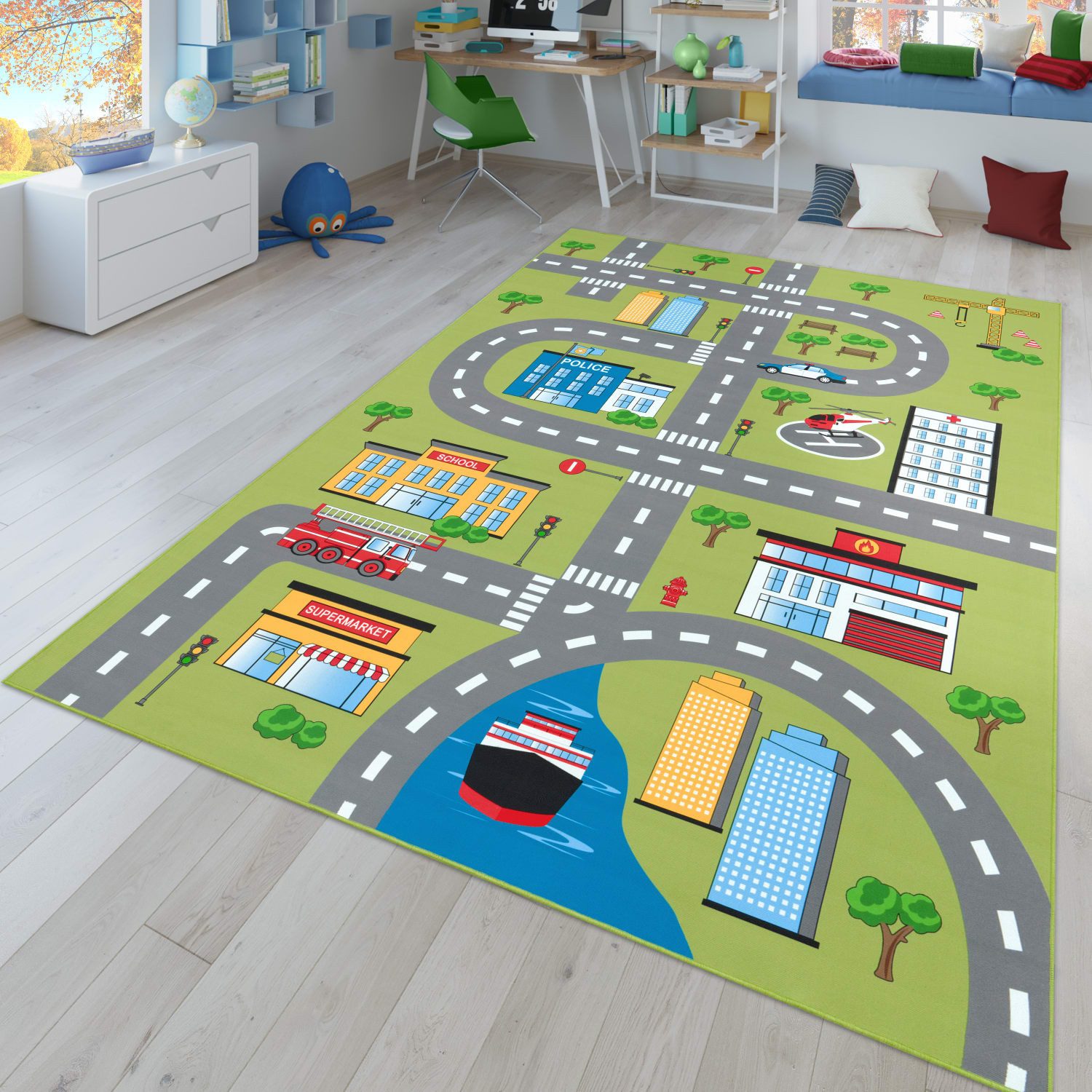 TT Home Teppich Kinderzimmer, Rechteckig, Höhe: 4 mm, Kinderzimmerteppich Teppich Junge Mädchen Kinderteppich Baby Rutschfes