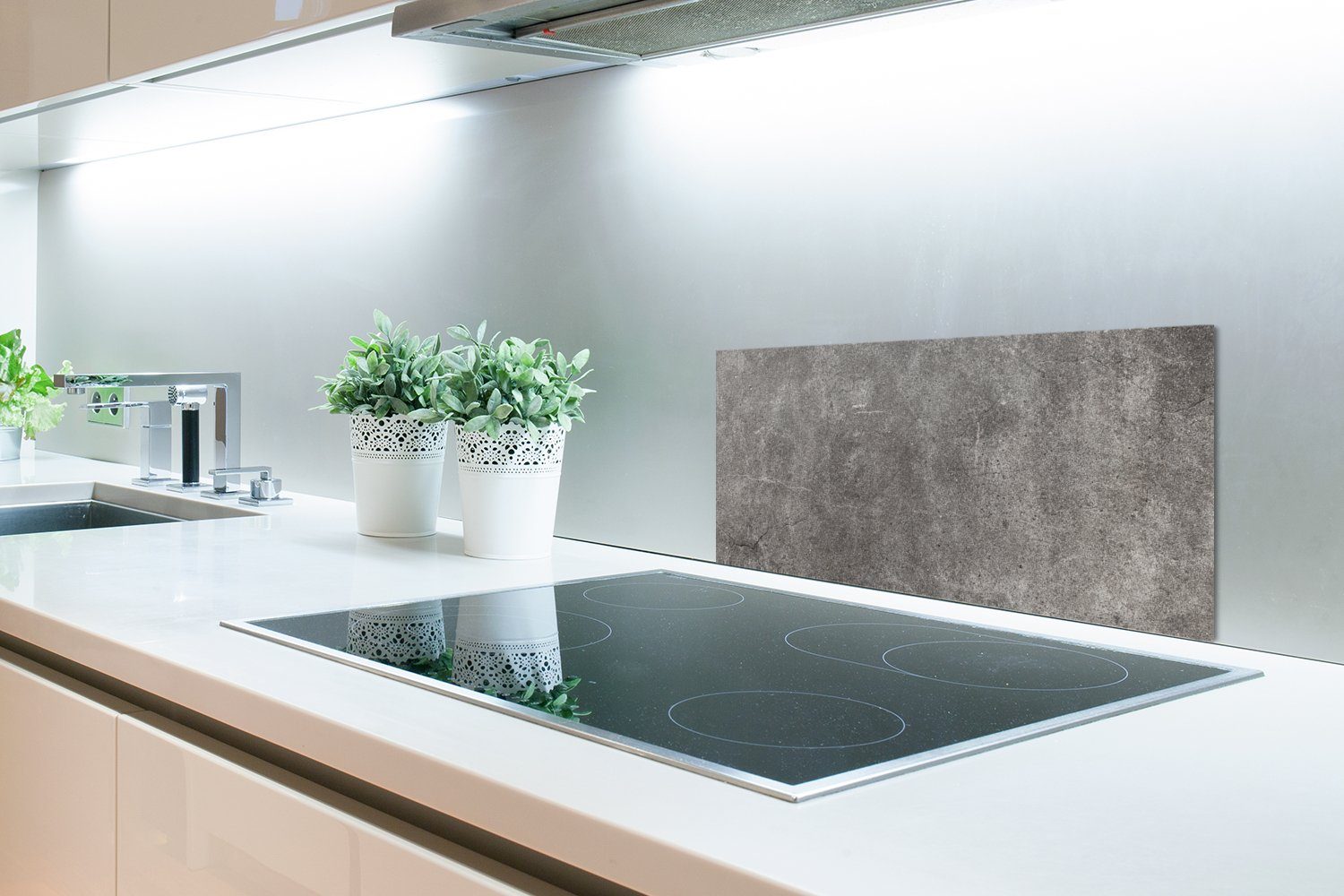 MuchoWow Küchenrückwand Industriell, Grau Schmutzflecken cm, - und für gegen Küchen Fett Beton (1-tlg), 60x30 Wandschutz, 
