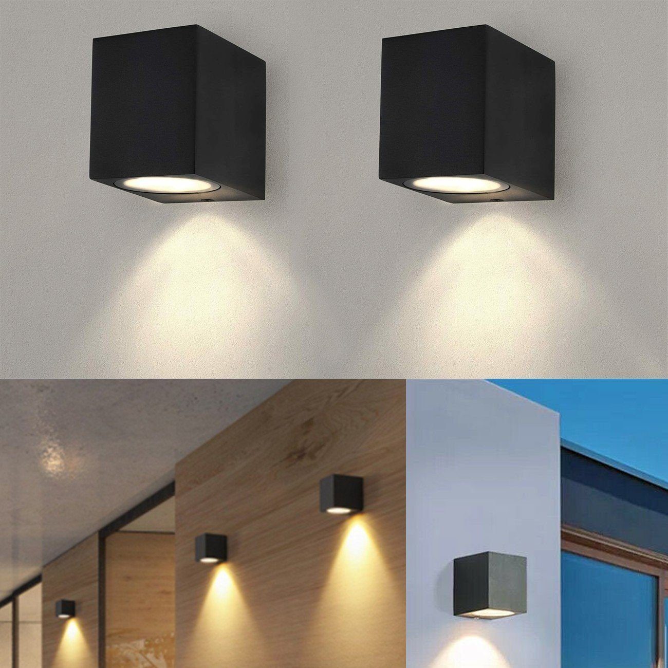 LETGOSPT Wandleuchte LED Außenleuchte Wand GU10 Wandlampen 2 Stück