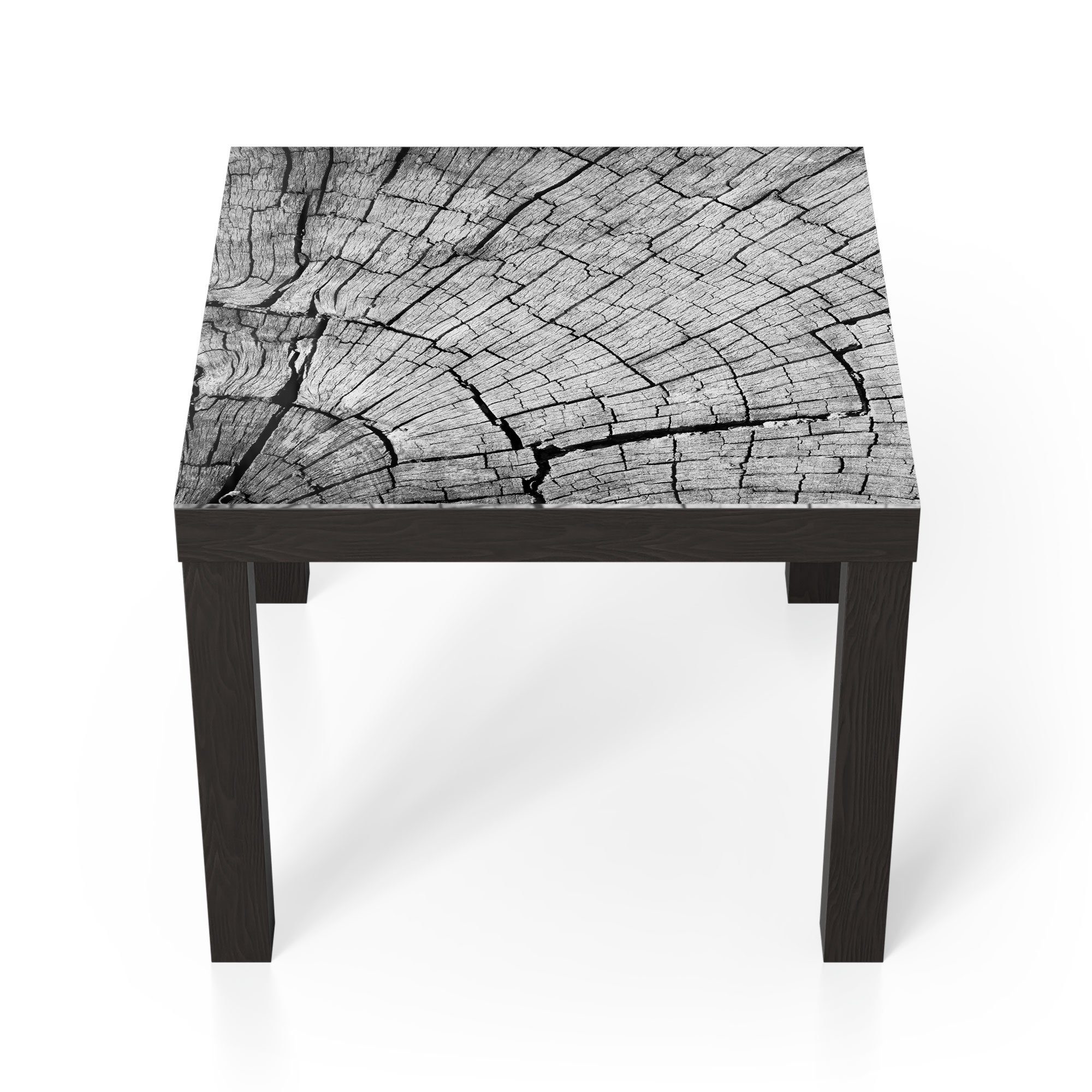 DEQORI Couchtisch 'Gealterte Holzstruktur', Glas Beistelltisch Glastisch modern Schwarz