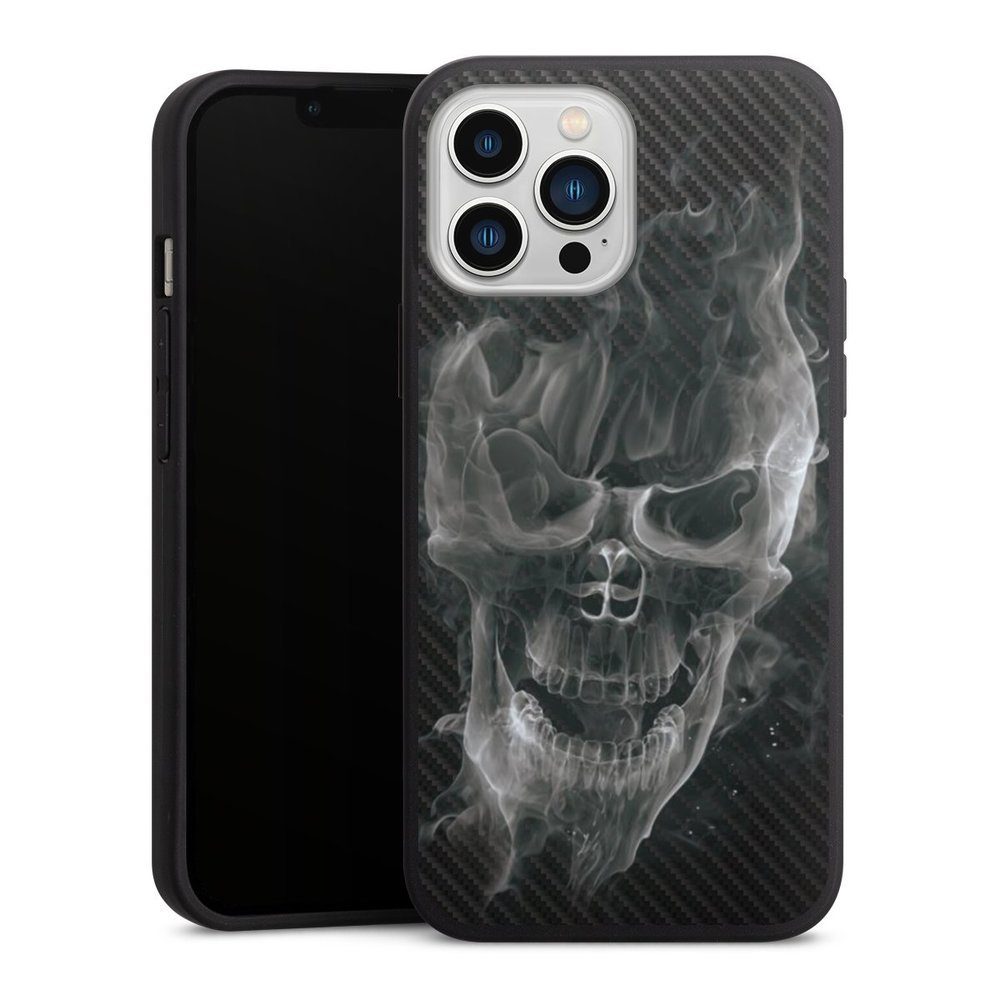Handyhülle Totenkopf Schädel Carbon Smoke Skull Carbon