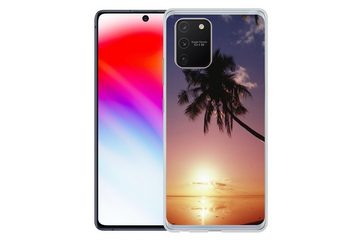 MuchoWow Handyhülle Silhouette von Palmen bei Sonnenuntergang, Phone Case, Handyhülle Samsung Galaxy S10 Lite, Silikon, Schutzhülle