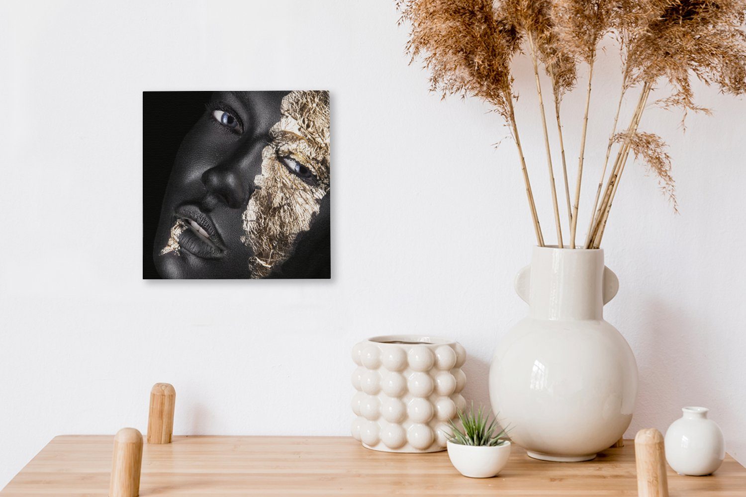 OneMillionCanvasses® Leinwandbild Frau - Gold (1 Wohnzimmer St), Leinwand Schwarz, Schlafzimmer - für Bilder