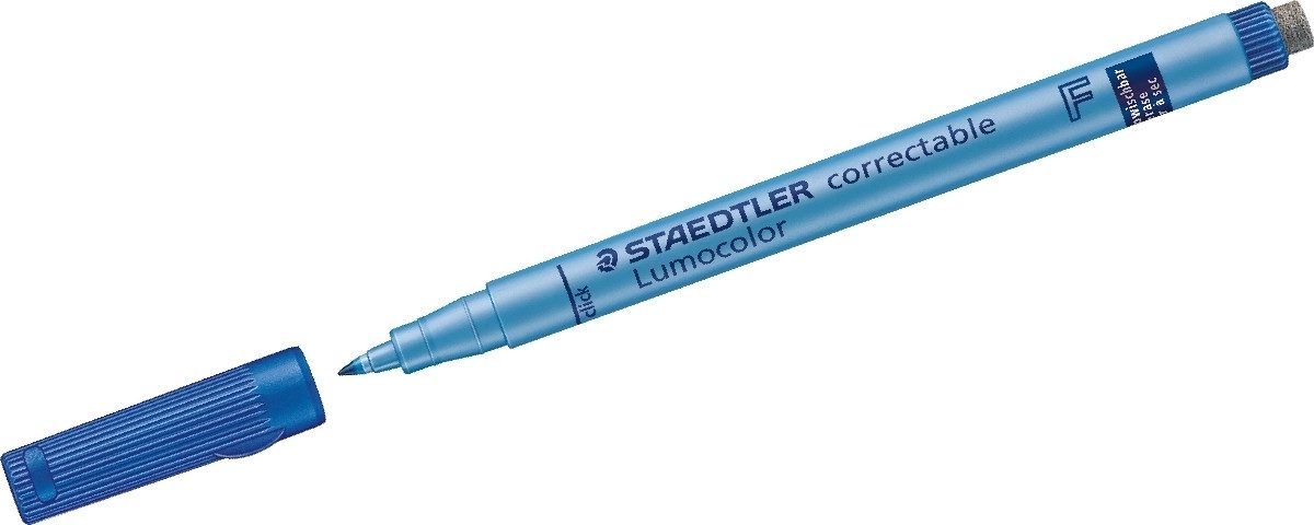 STAEDTLER Folienstift Folienstift Lumocolor correctable F blau