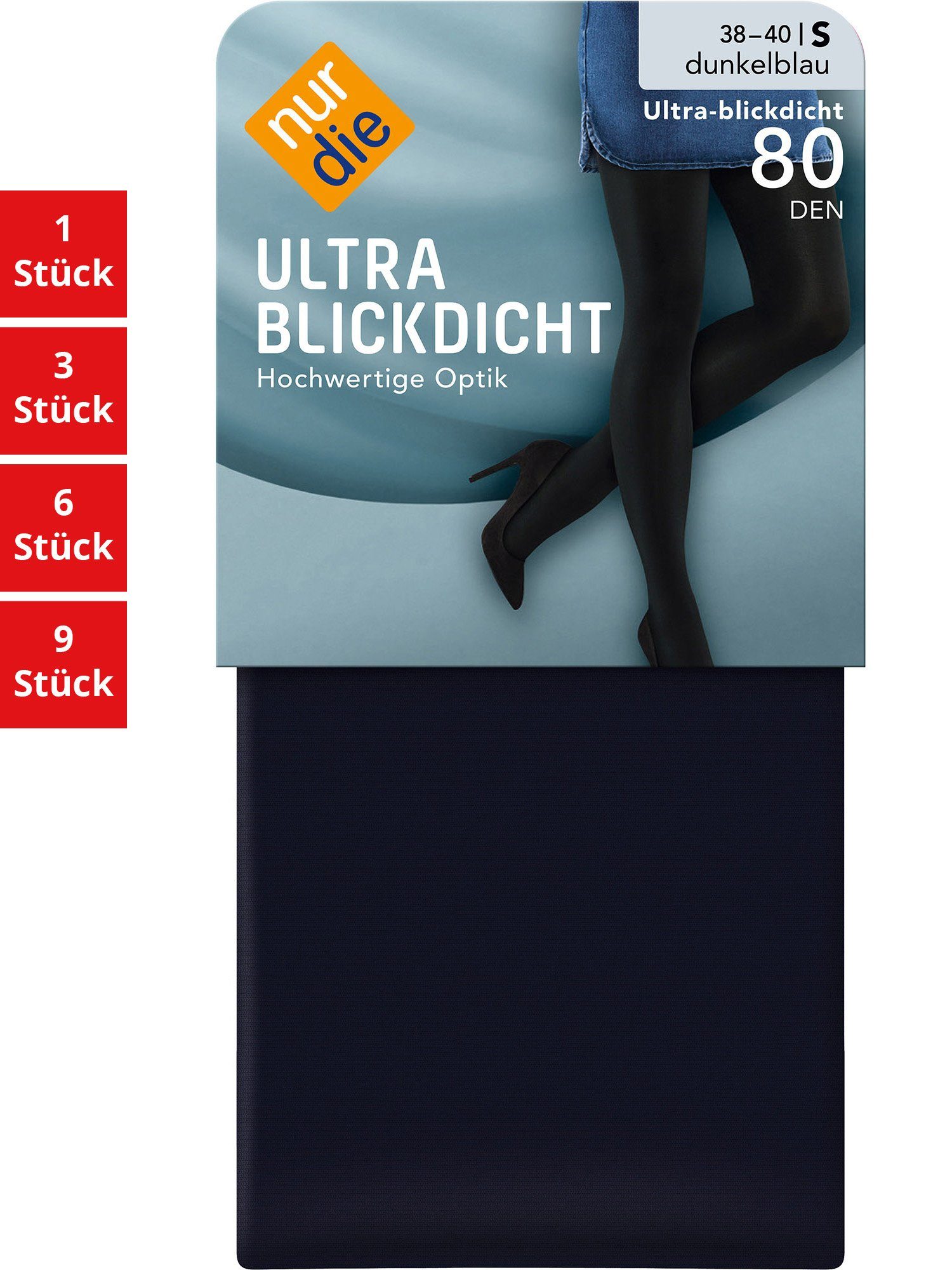 Nur Die Feinstrumpfhose Ultra Blickdicht 80 DEN Damen (1er/3er/6er/9er Pack 1 St) nylon blickdicht opaque frauen multi-pack Fein-strumpfhose softbund dunkelblau