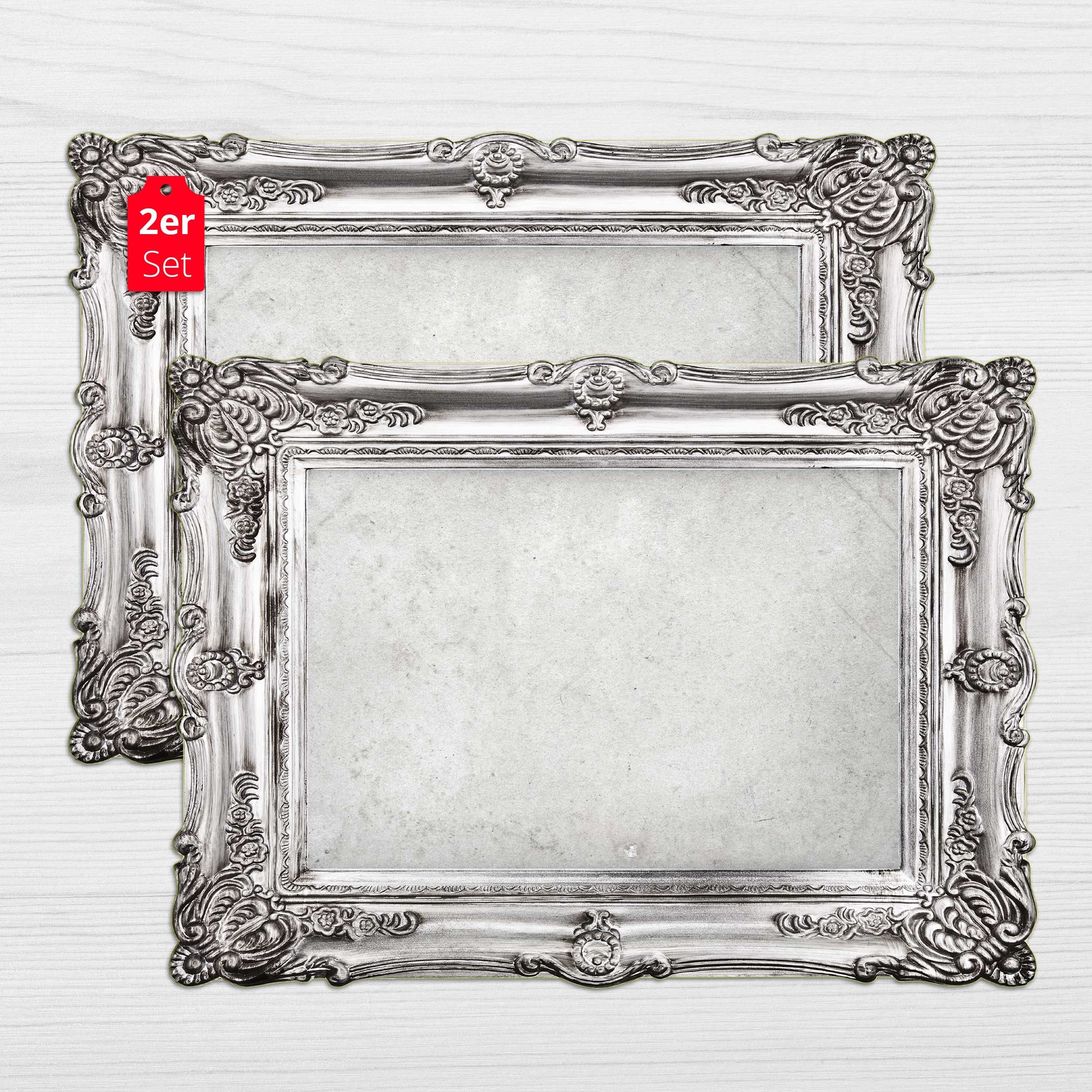 Platzset, Tischset abwaschbar - Framepad "Venedig" in silber, framepad.de, (2-St., 44 x 32cm), Tischset in eleganter Bilderrahmen-Optik aus erstklassigem Vinyl
