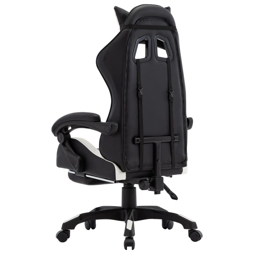 und und Fußstütze Schwarz Bürostuhl | Kunstleder Weiß Weiß und vidaXL (1 Gaming-Stuhl Weiß Schwarz Schwarz St) mit