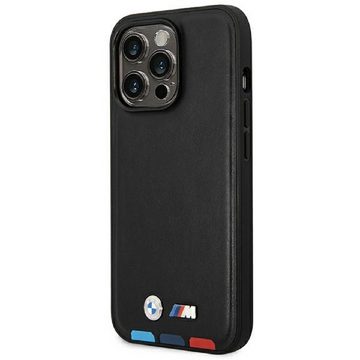 BMW Handyhülle Case iPhone 14 Pro Kunstleder Tricolor schwarz Logo 6,1 Zoll, Kantenschutz