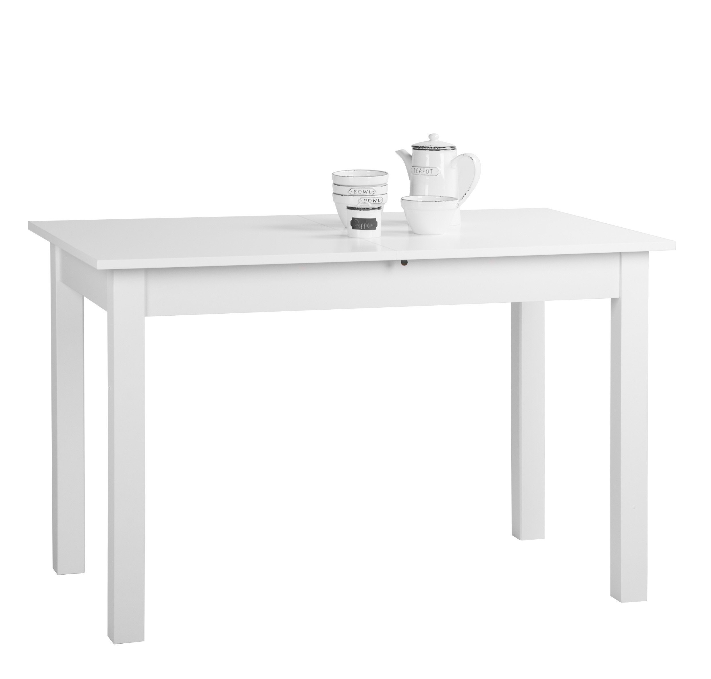 Newroom Esstisch Noa, ausziehbar inkl. Küchentisch 40cm Speisetisch Weiß Tischplatte