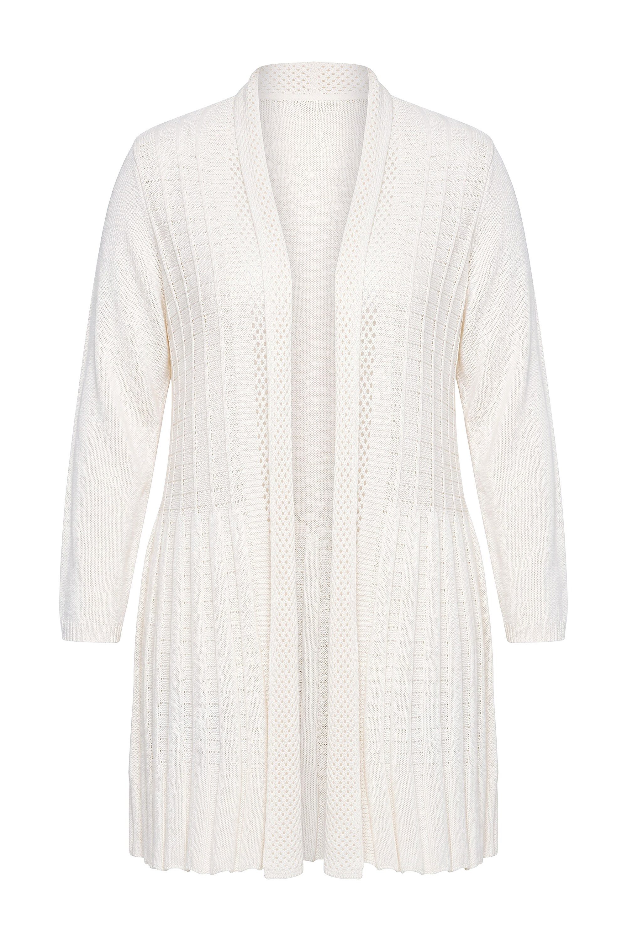MIAMODA Strickjacke Strickjacke längere A-Linie Strukturmix Wellensaum