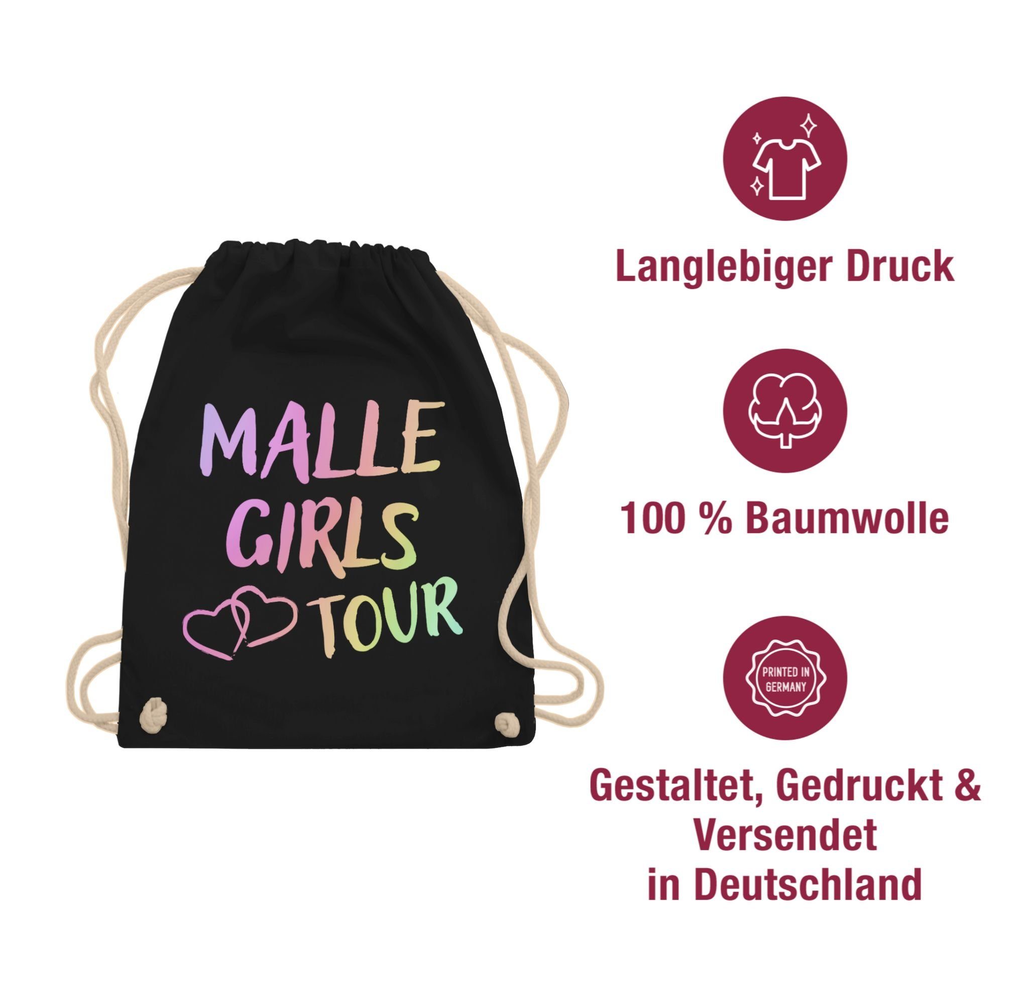 Shirtracer Turnbeutel Malle Girls Tour Mallorca Tour Mädels Malle Party Mädchen Urlaub, Sommerurlaub Tasche