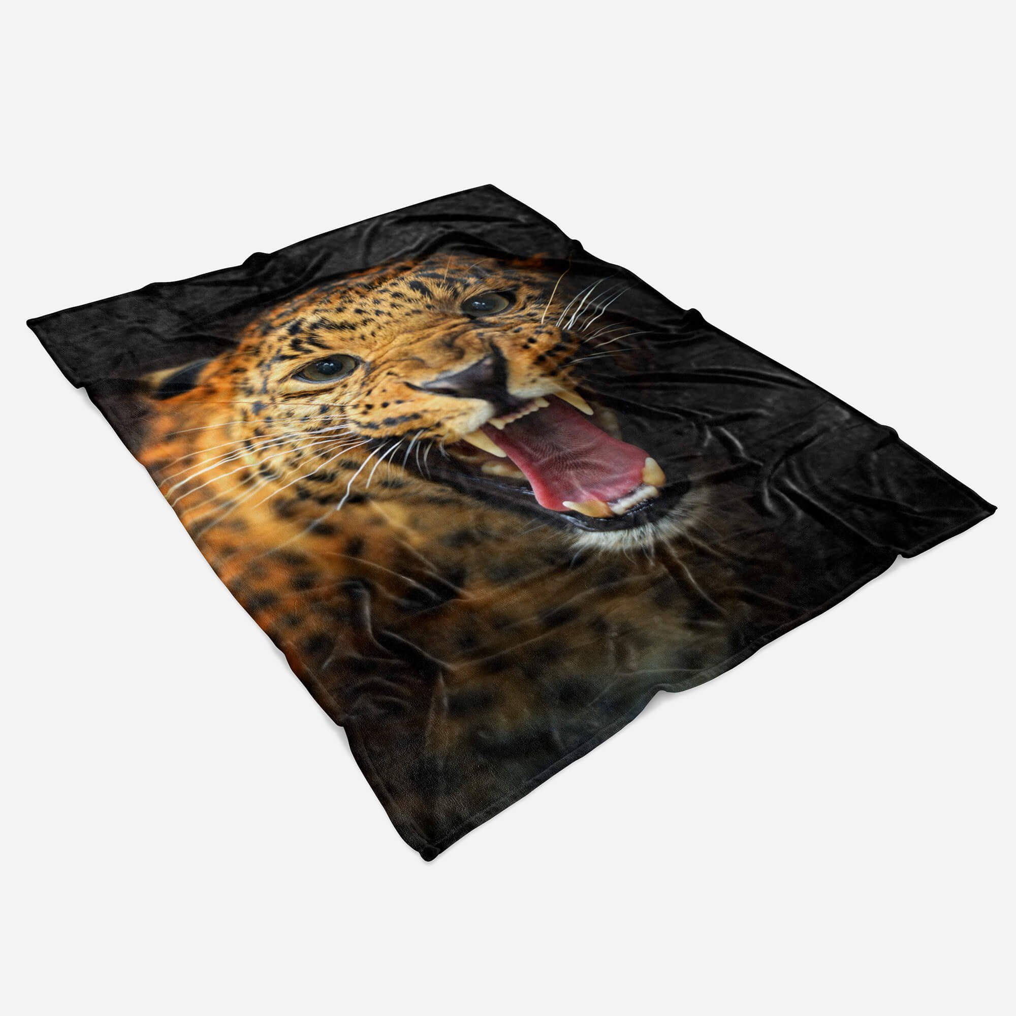 Jaguar Art Raubkatze, Kuscheldecke Baumwolle-Polyester-Mix Saunatuch Sinus Strandhandtuch Tiermotiv (1-St), Handtuch Handtuch Handtücher mit