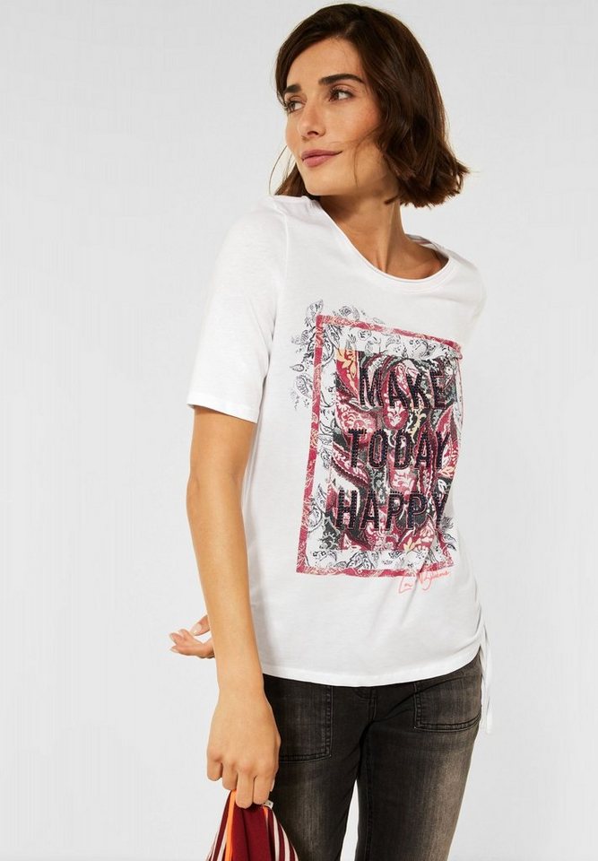 Cecil T-Shirt Raffung, Shirt in einem Unidesign mit Partprint
