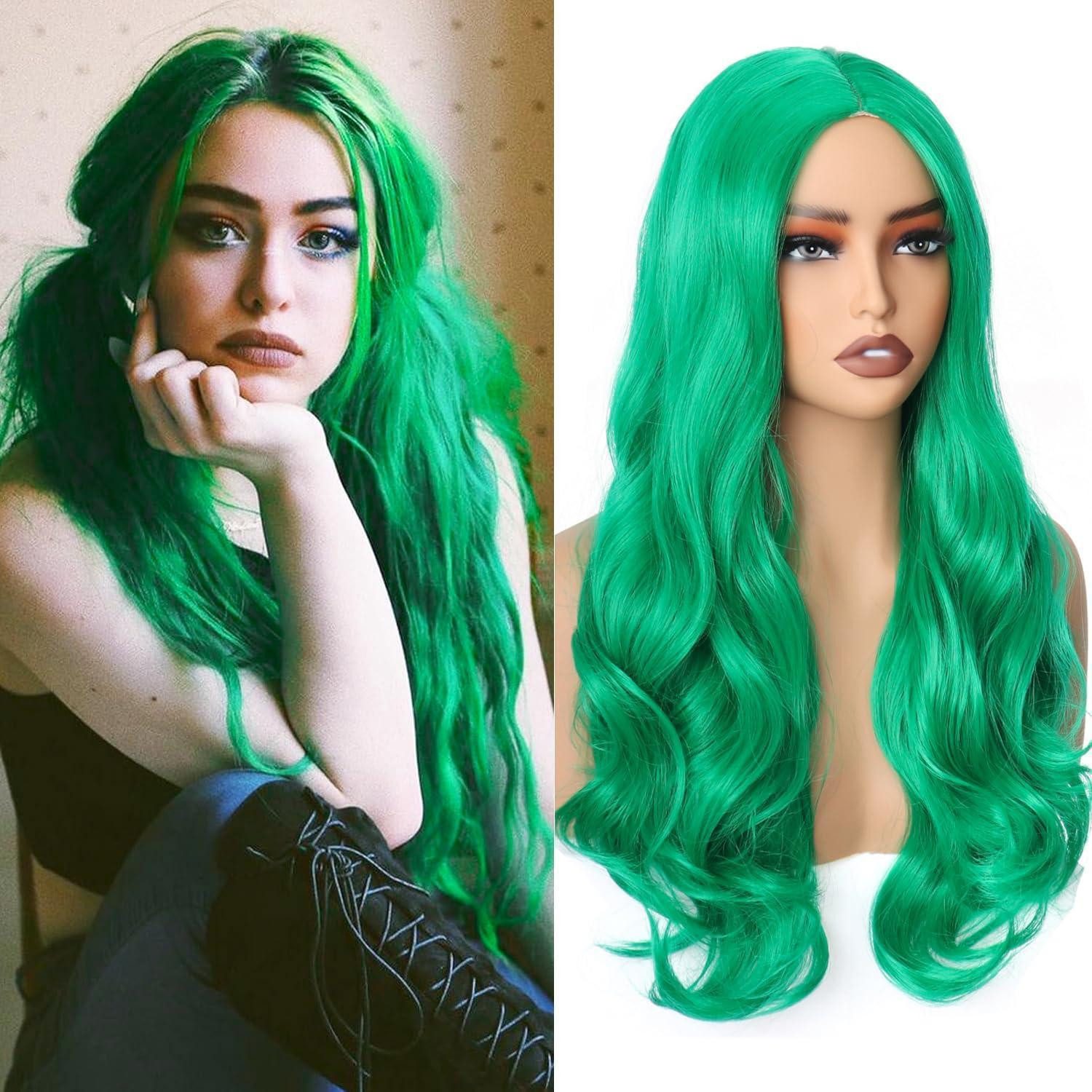 LuxusKollektion Kunsthaarperücke Perücke 60 cm Wavy Synthetik Locken Cosplay Party Grün