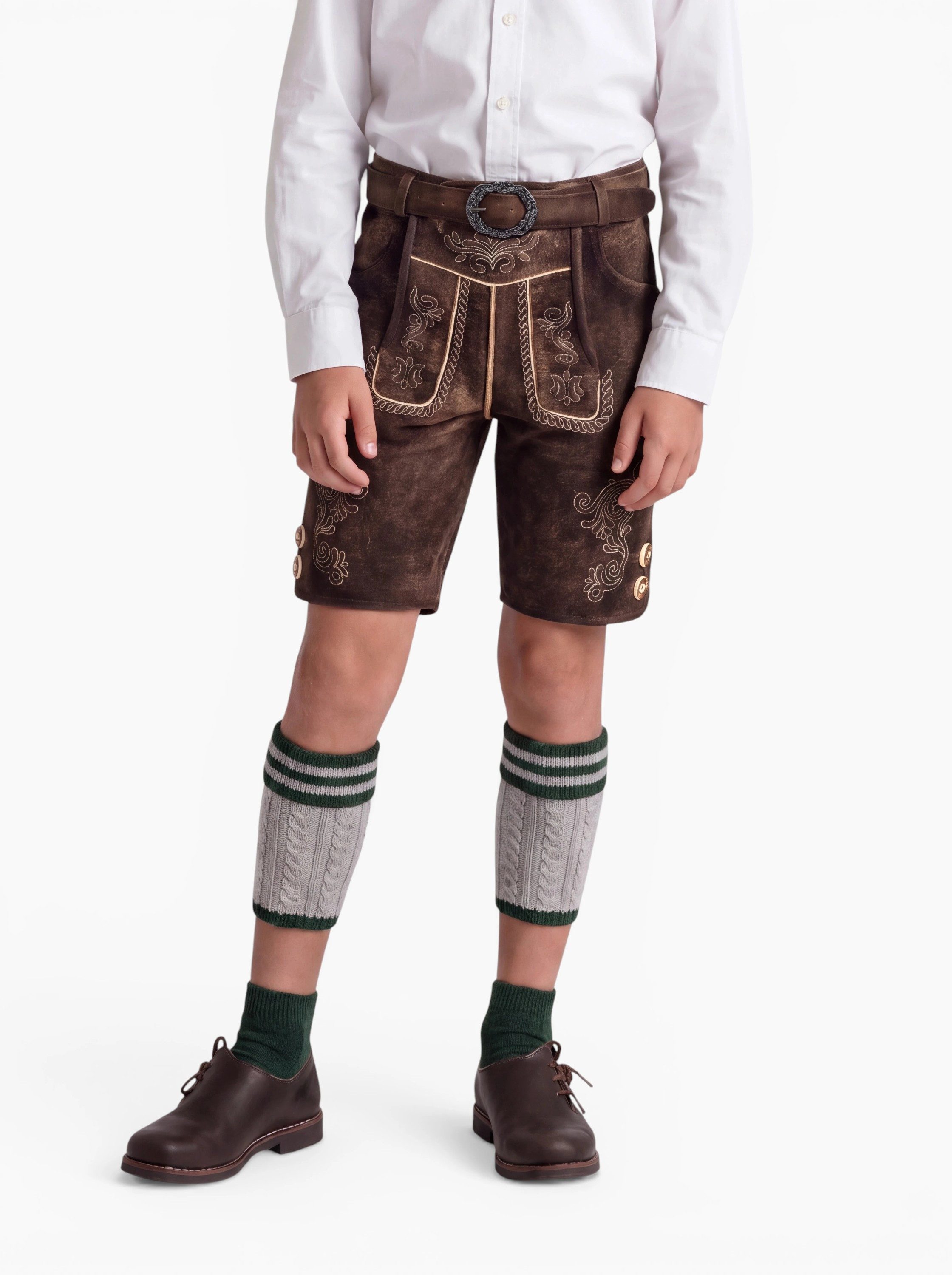 Nübler Trachtenlederhose Kinderlederhose kurz Adam in Dunkelbraun von Nübler