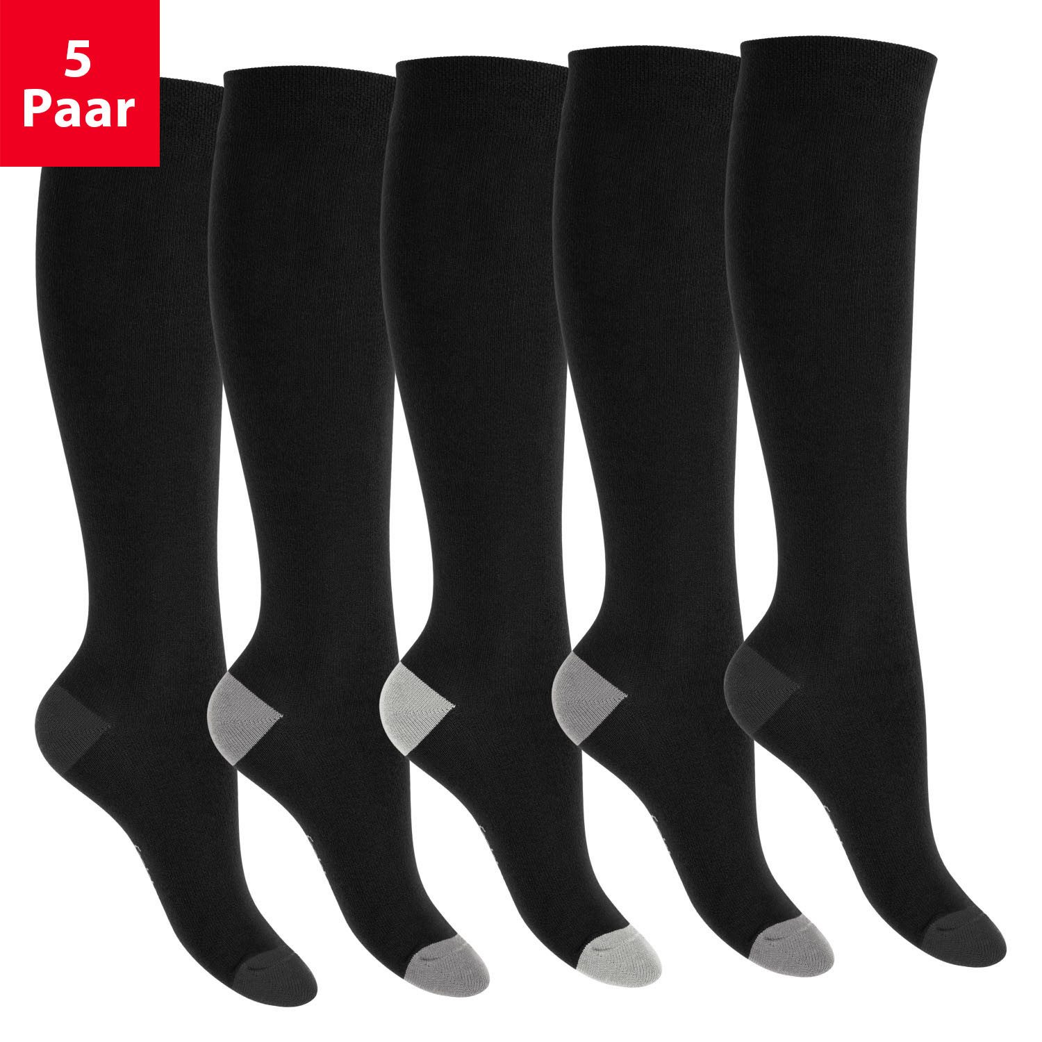 Langsocken Kinder Baumwoll Kniestrümpfe (5 Paar) abgesetzte Ferse/Spitze