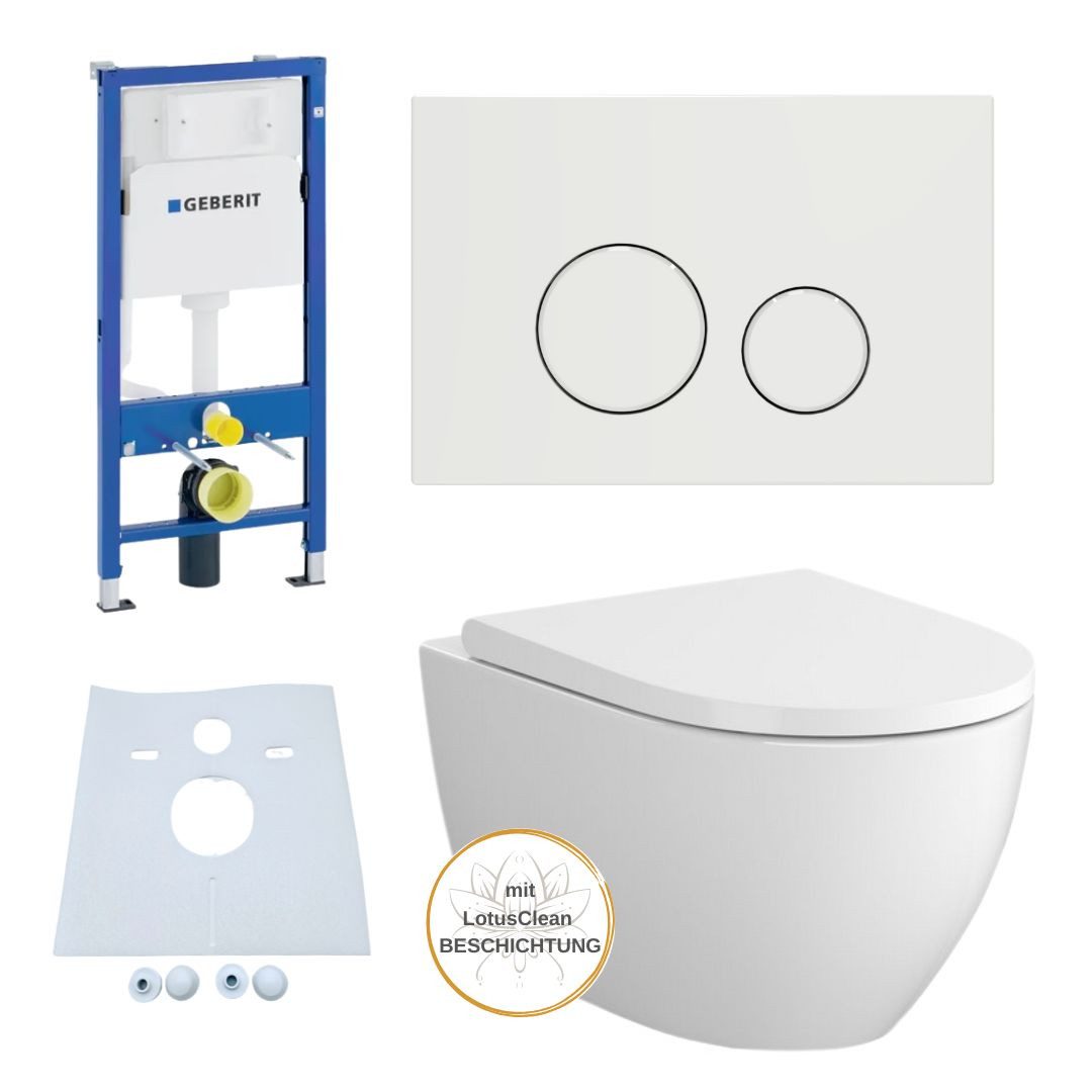 GEBERIT Vorwandelement WC Geberit Vorwandelement Bartolo WC Drückerplatte weiß Komplettset, Spar-Set