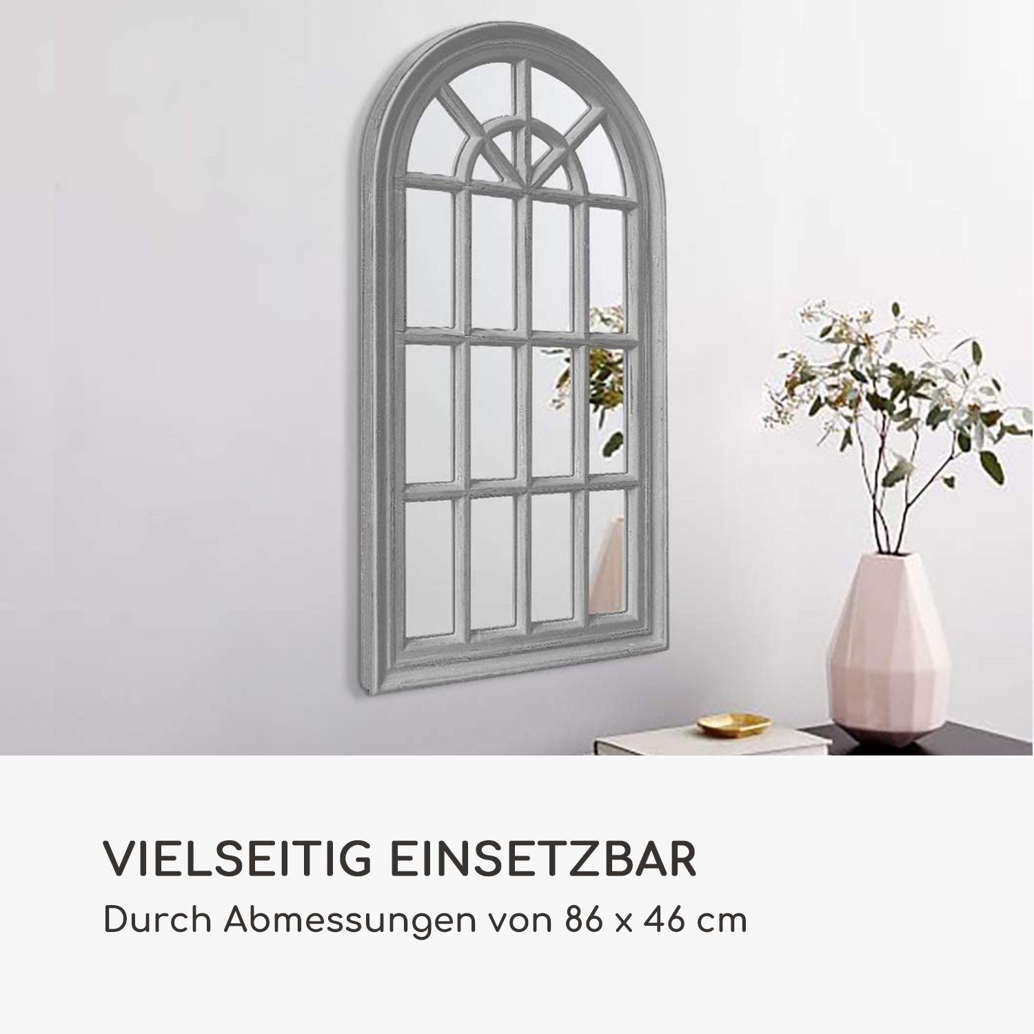 Casa Chic Spiegel Savile Französischer | cm 46 Fensterspiegel 86 x Grau Grau