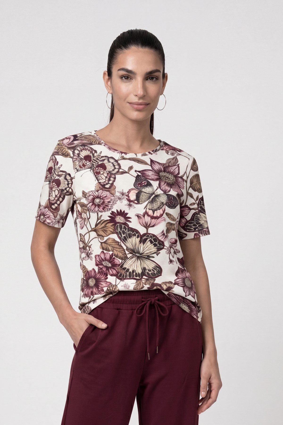 Monari T-Shirt Shirt Blume allover Regular fit mit Blumenmuster
