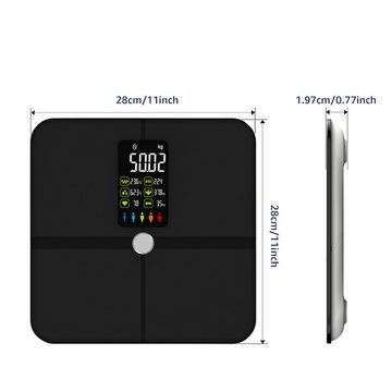 DOPWii Körper-Analyse-Waage Intelligente Körperfettwaage, mit Bluetooth-Funktion, LCD-Display, 21 Körperwerte.