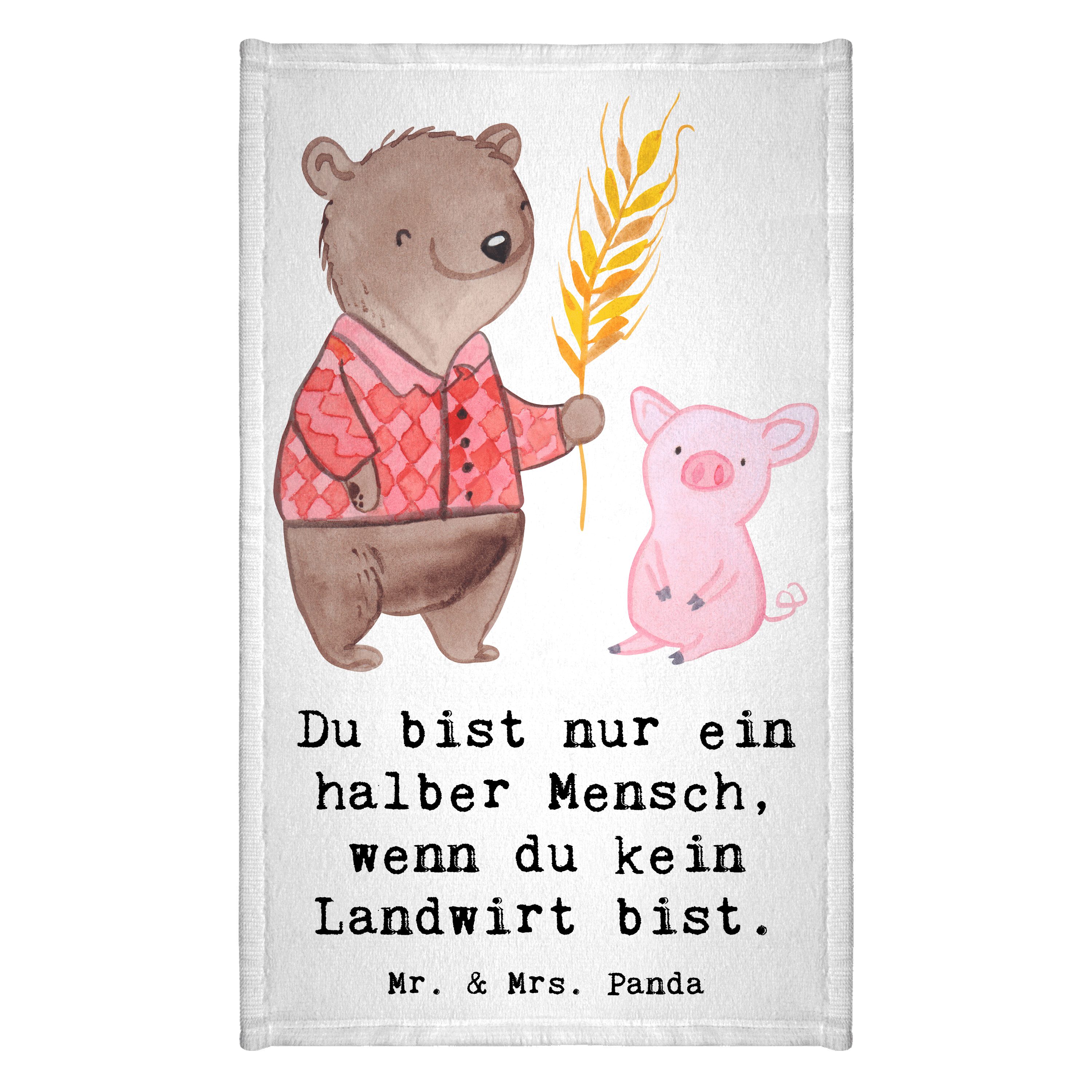 Mr. & Mrs. Panda Handtuch Landwirt Herz, Handtuch, Weiß, Spruch, Kleines Handtuch, Baumwollhand, Kunstfaser (Packung), Lustig Farmer Motiv Handtuch