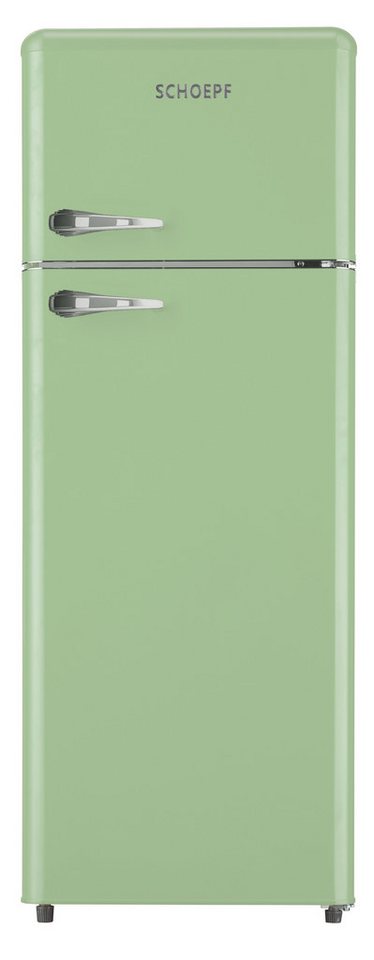 SCHOEPF Kühl-/Gefrierkombination RKG218SG, 145.60 cm hoch, 54.50 cm breit, LED-Beleuchtung, Retro-Design, 211 Liter Nutzinhalt