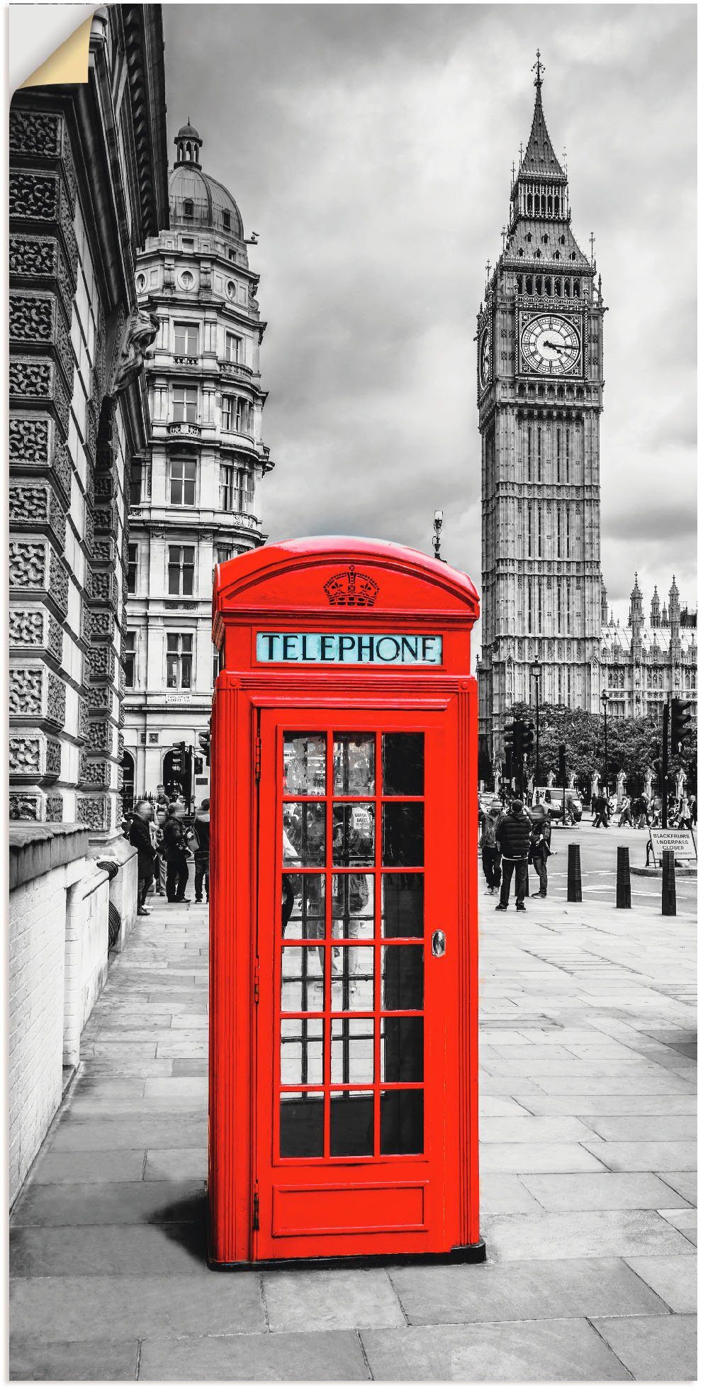 Artland Wandbild London Telefonzelle, Architektonische Elemente (1 St), als Alubild, Leinwandbild, Wandaufkleber oder Poster in versch. Größen