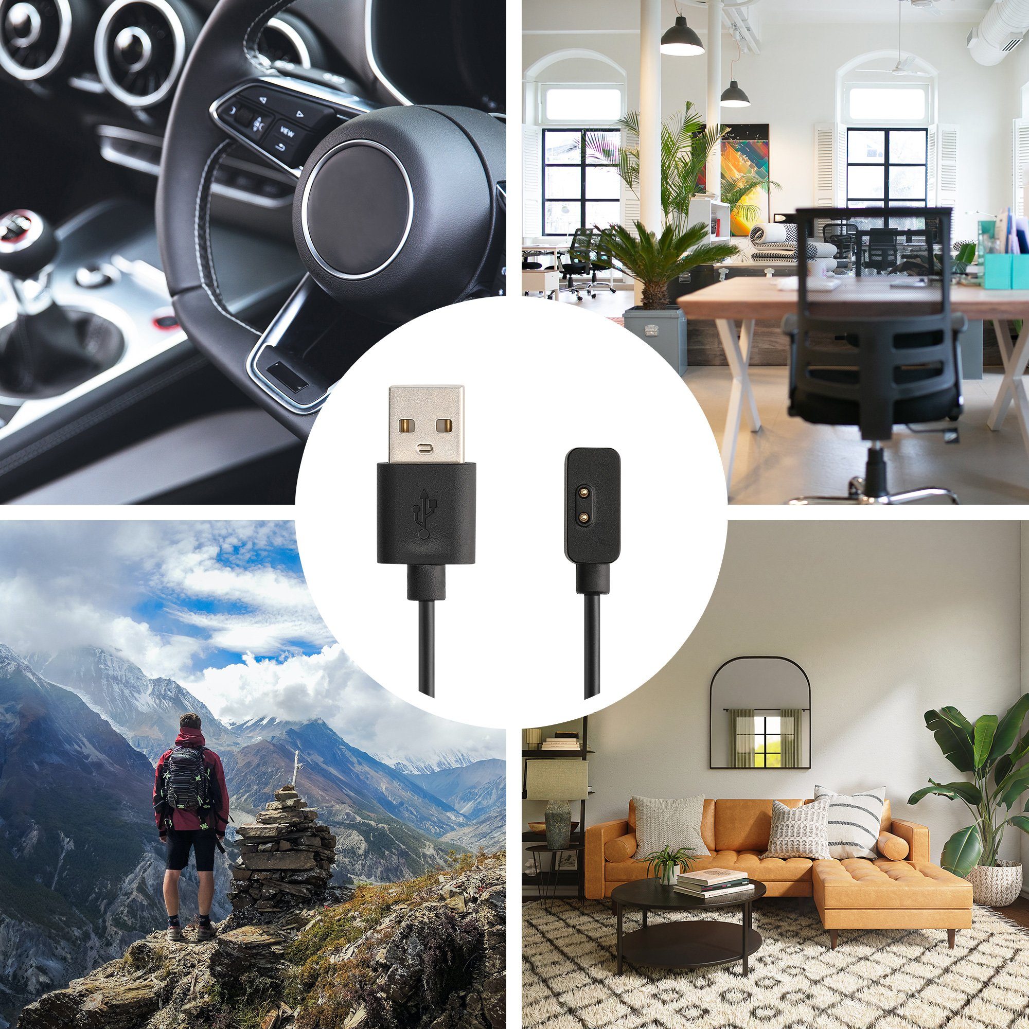 kwmobile Smartwatch Ladekabel für Xiaomi Mi Band 7 Pro / Poco Watch / Redmi Smartphone-Ladegerät (1-tlg., USB Ladekabel für Smartwatch Aufladekabel - Fitnesstra – Bild 5 von 5