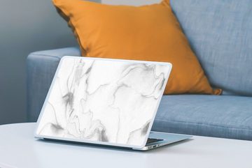 MuchoWow Wandsticker Marmor - Grau - Weiß - Abstrakt - Marmoroptik (1 St), Laptop Folien Cover, Aufkleber, Sticker Folie, Schutz vor Kratzern