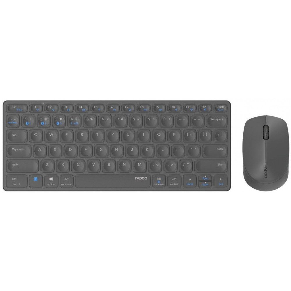 Rapoo Rapoo 9600M Set kabellose Tastatur dunkelgrau. Tastatur (12 Hot-Key-Tasten, Akku-Spannungsversorgung)