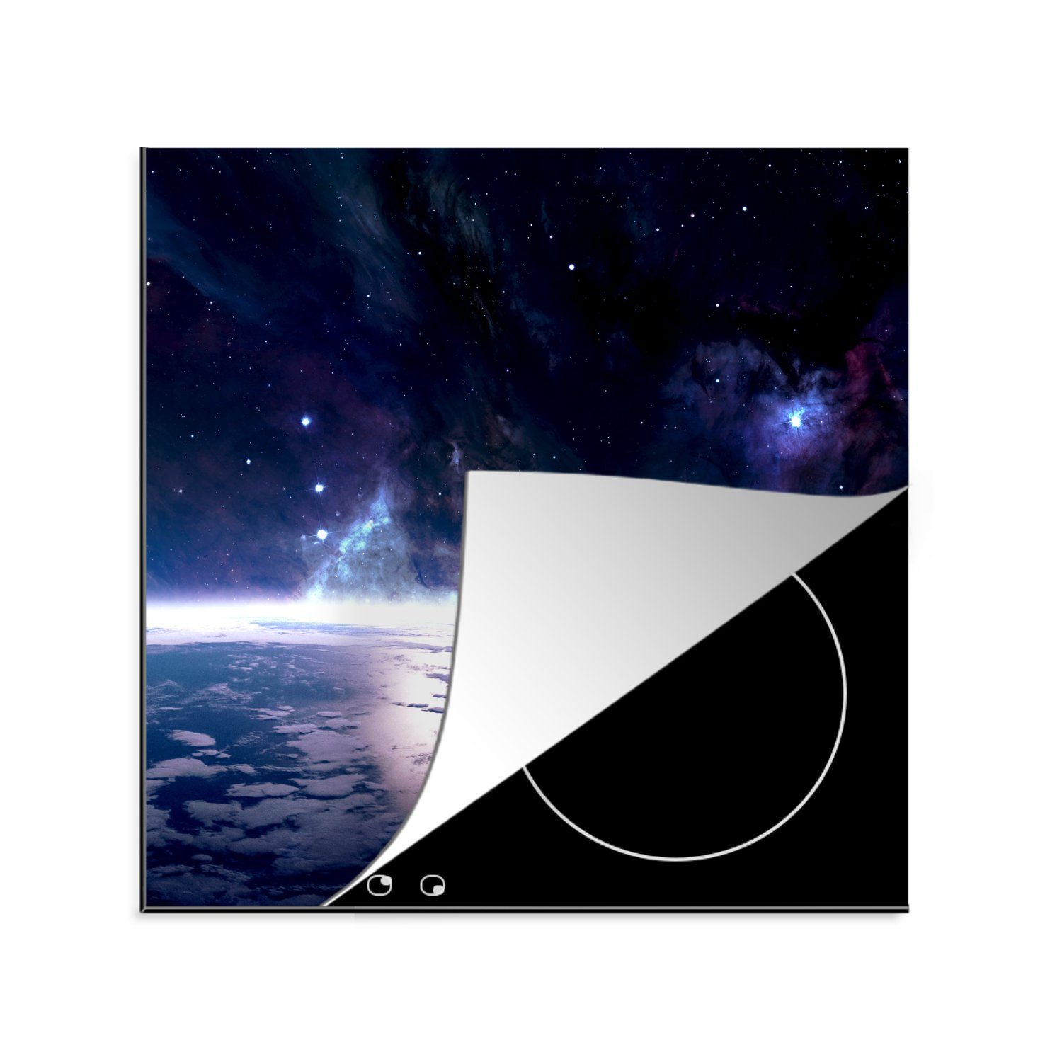 MuchoWow Herdblende-/Abdeckplatte Erde - Weltraum, Ceranfeldabdeckung, Arbeitsplatte Sterne küche - (1 78x78 cm, für tlg), Vinyl