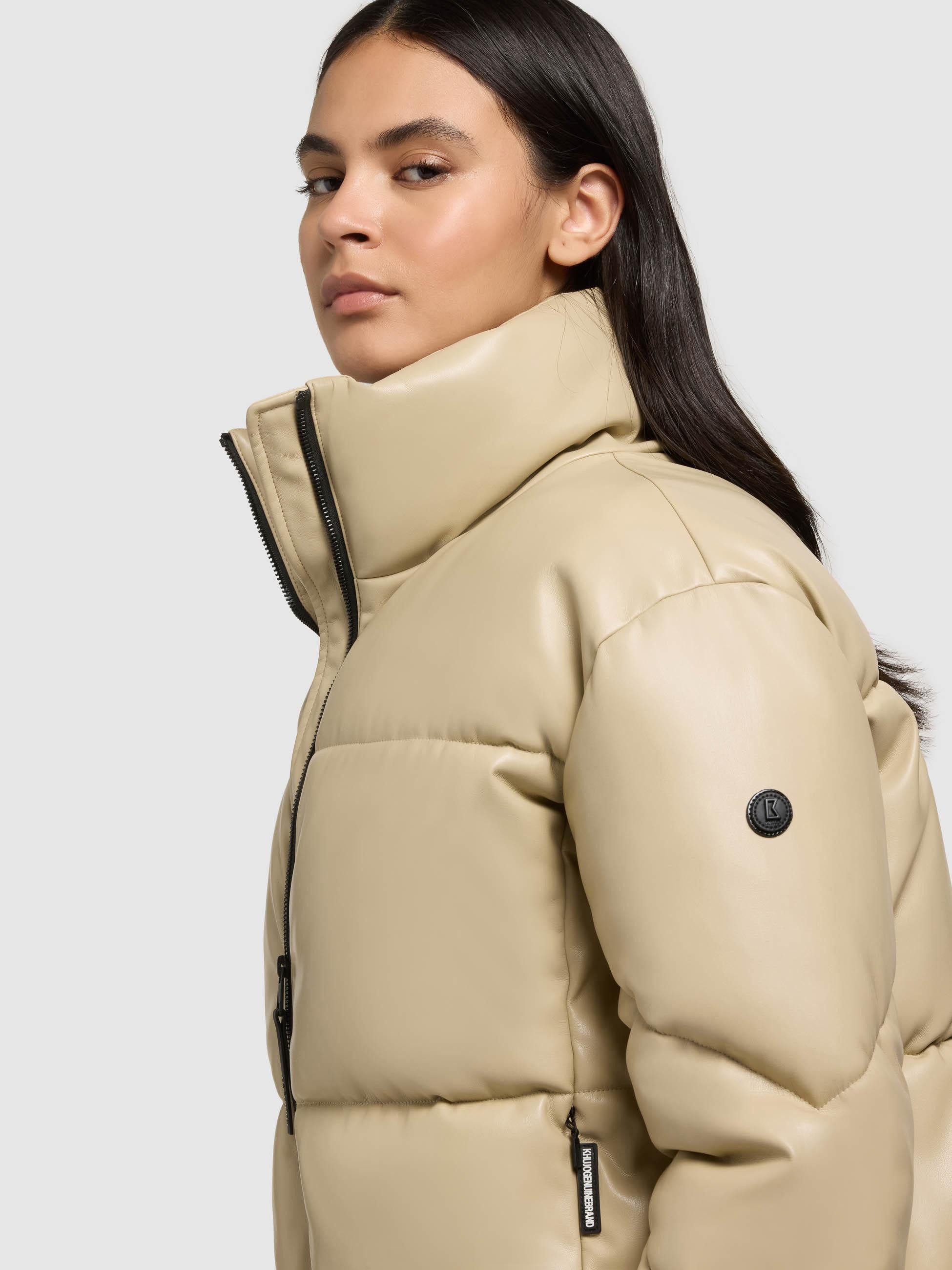 khujo Steppjacke Khalia Gesteppte Damen Winterjacke in Lederoptik