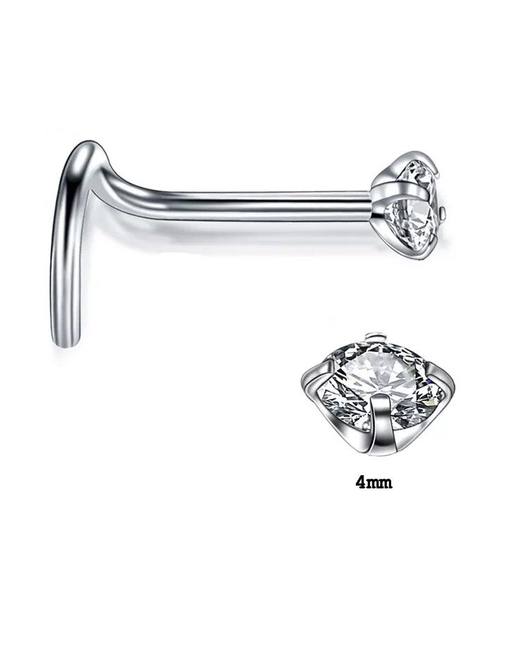 Karisma Schmuck Nasenpiercing aus Chirurgenstahl 316L Nasenstaecker mit Kristallstein, 3 oder 4mm Zirkonia Kristalle Frauenschmuck