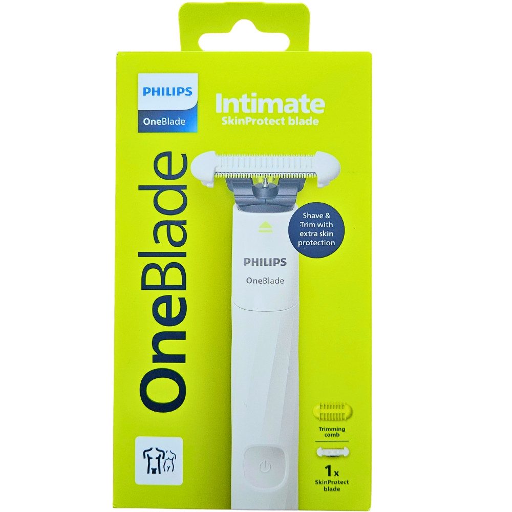 Philips Elektrorasierer OneBlade Intimate Men QP1924/20, Aufsätze: 2, 100% wasserdicht für Nass- und Trockenrasur mit SkinProtect-Klinge