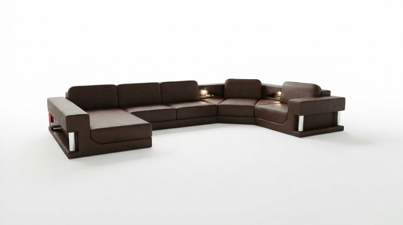 Xlmoebel Wohnlandschaft U-förmiges Ledersofa mit modernem Design und hohem Komfort, Ecksofa, Hergestellt in Europa