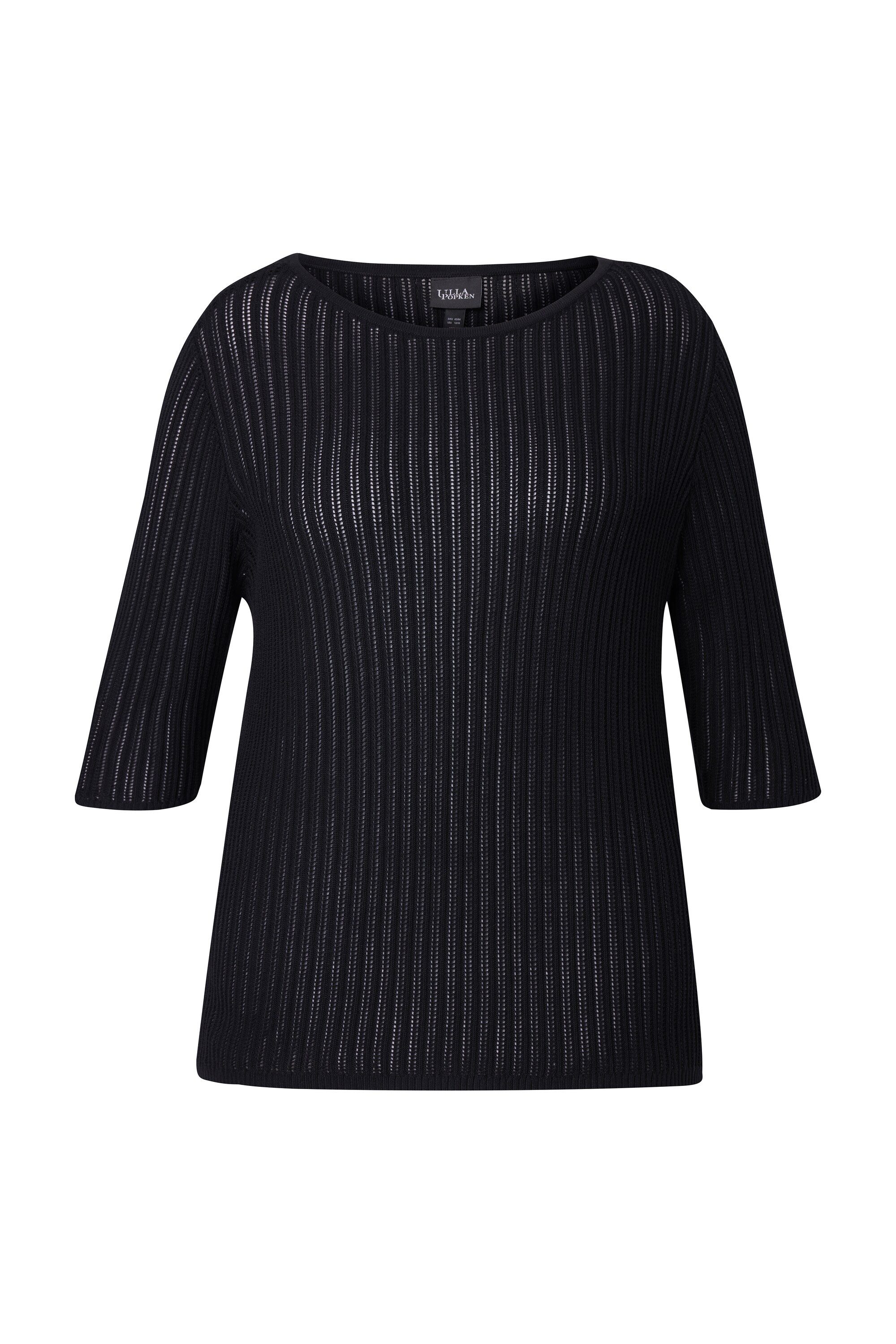 Ulla Popken Strickpullover Pullover Ajourmuster U-Boot-Ausschnitt günstig online kaufen