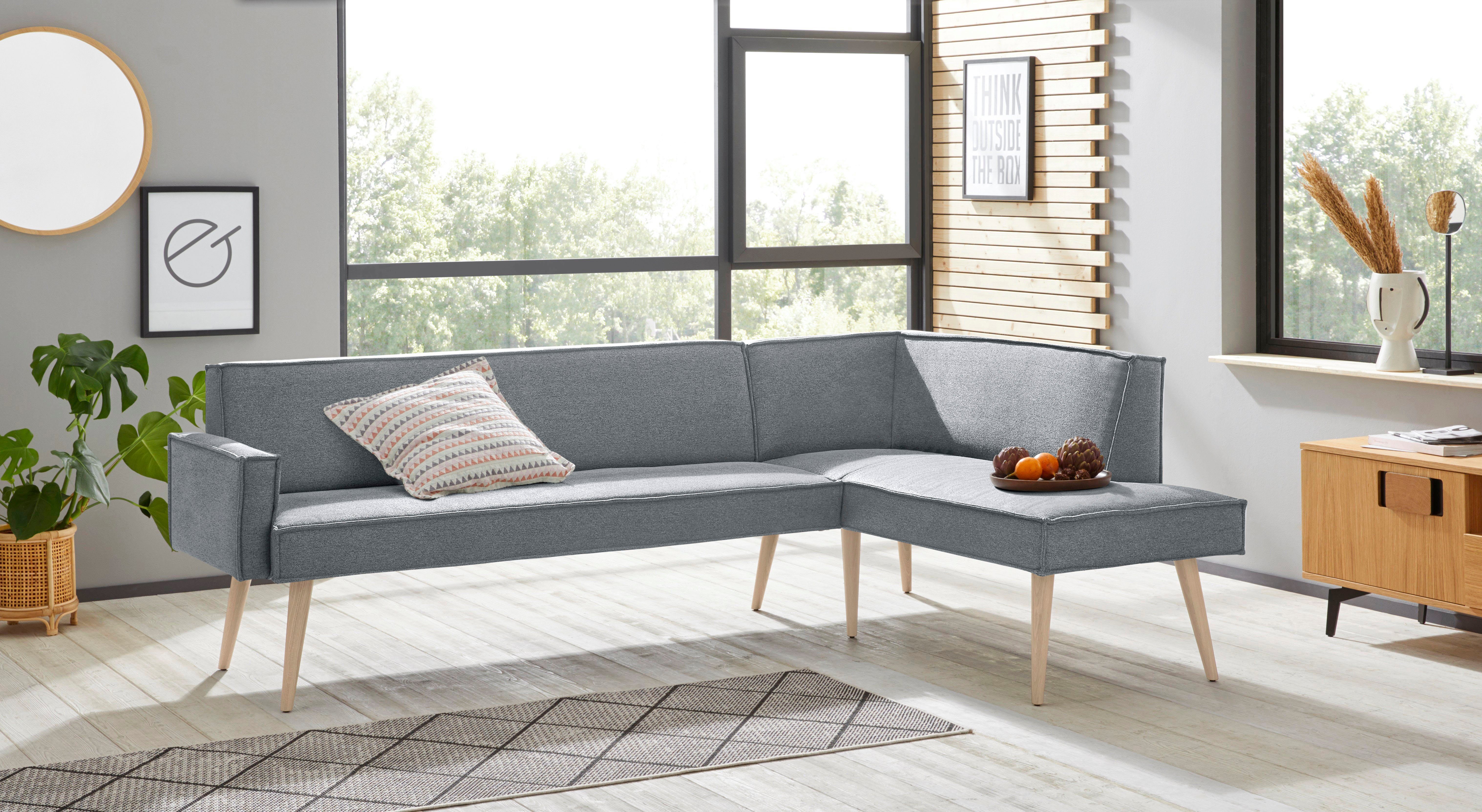 exxpo - sofa fashion Eckbank Lungo, moderne Kedernaht, bequem und elegant, hoher Holzfuß, hochwertige Detailverarbeitung, frei im Raum stellbar