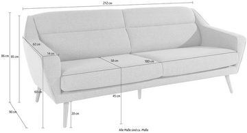 andas 3-Sitzer Bille, mit Naht im Rückenkissen und Eiche-Beinen, Design by Morten Georgsen
