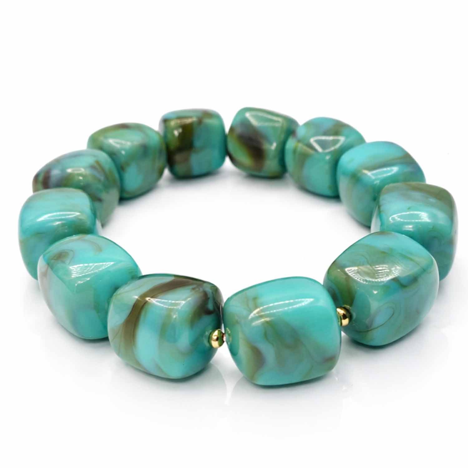 Impala Perlenarmband Mora mit würfelförmigen Acrylperlen – Elastisches Statement Armband