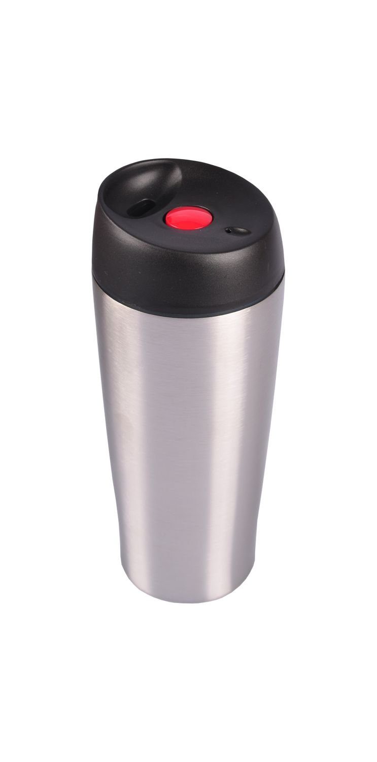 BURI Trinkflasche Edelstahl Thermobecher 0,4L mit Druckknopf Reisebecher Trinkbecher Kaf